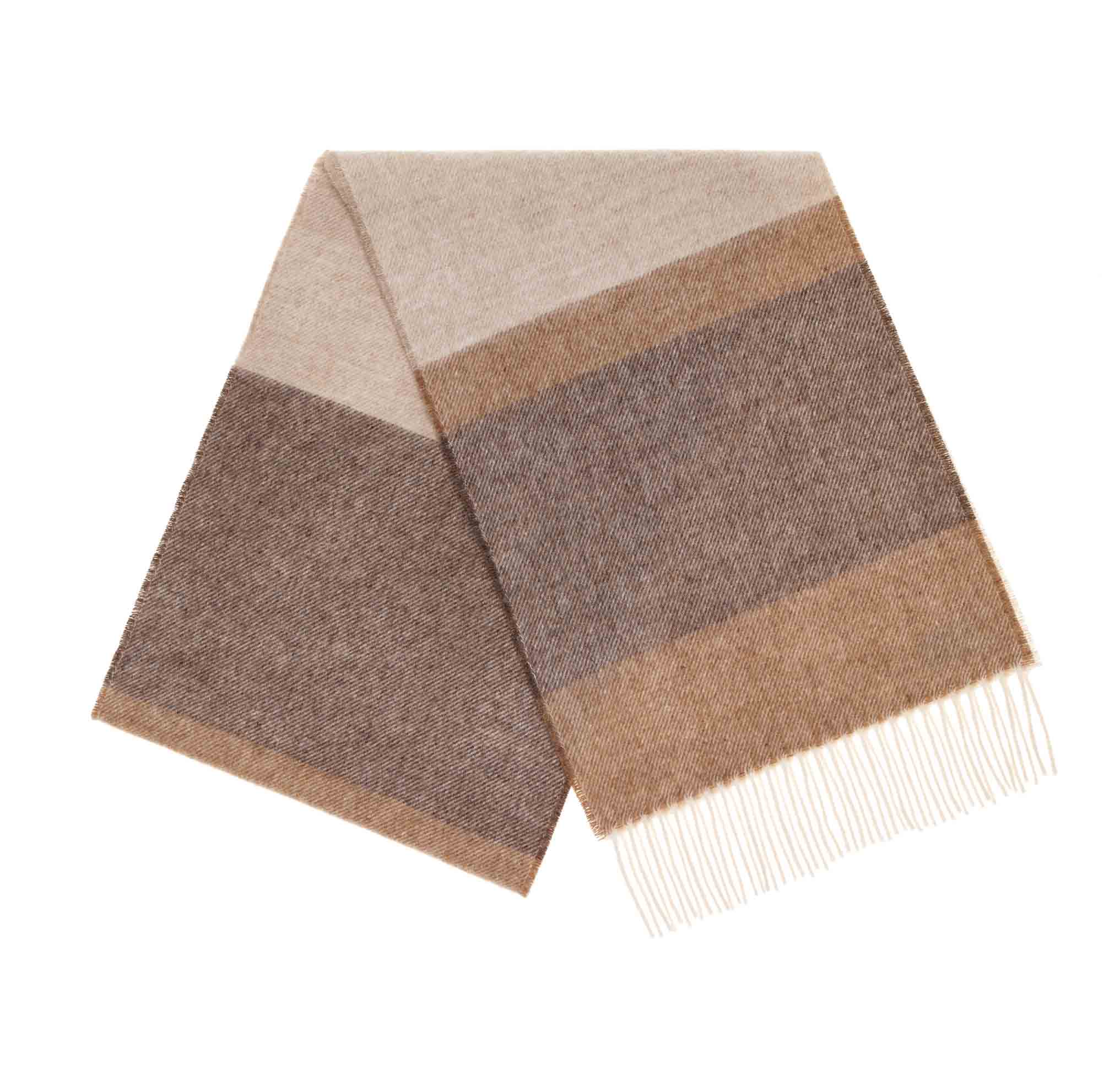 Block Stripe Natural 100% Merino Scarf