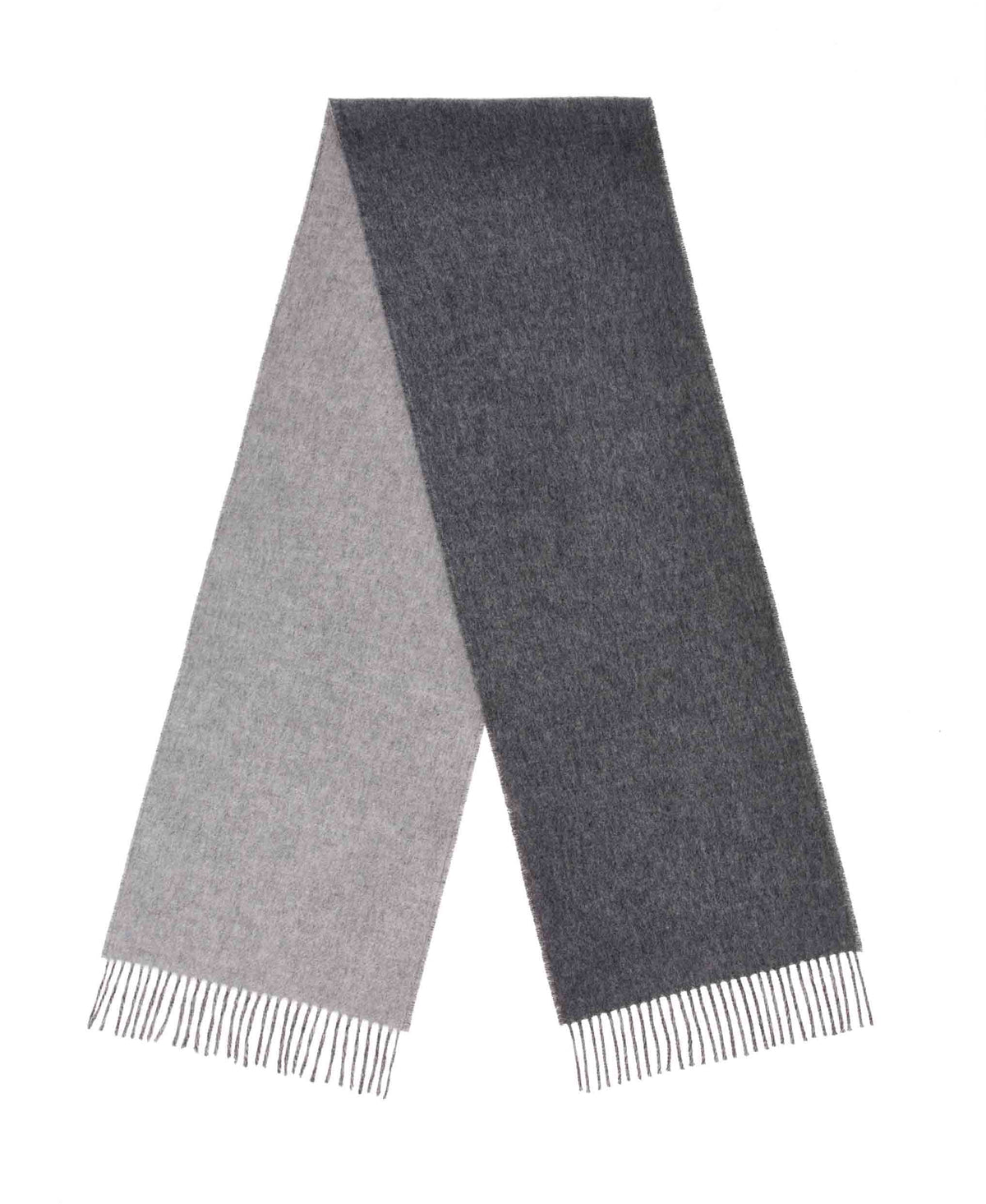 Double Face Mid Grey & Silver 100% Merino Scarf