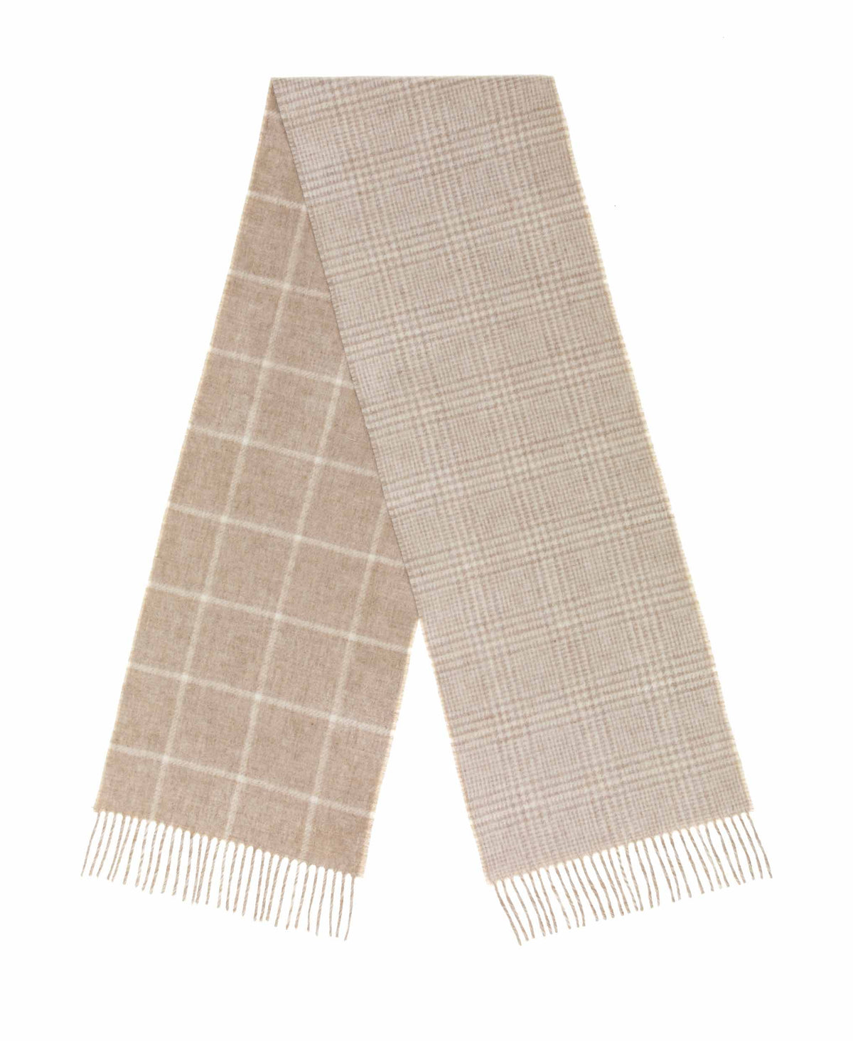 Double Face Windowpane Ecru & Natural 100% Merino Scarf
