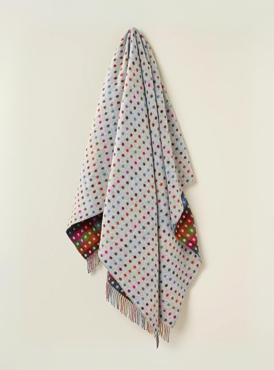 Multi Spot Grey 100% Merino Throw
