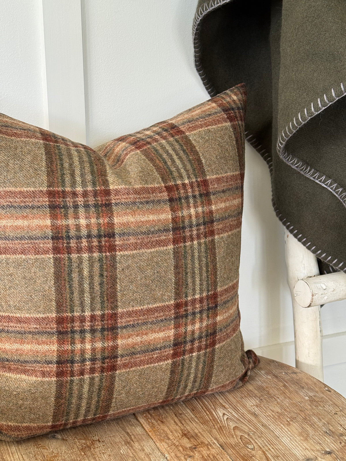 The Heritage Cushion Cover - Coates Sage & Red