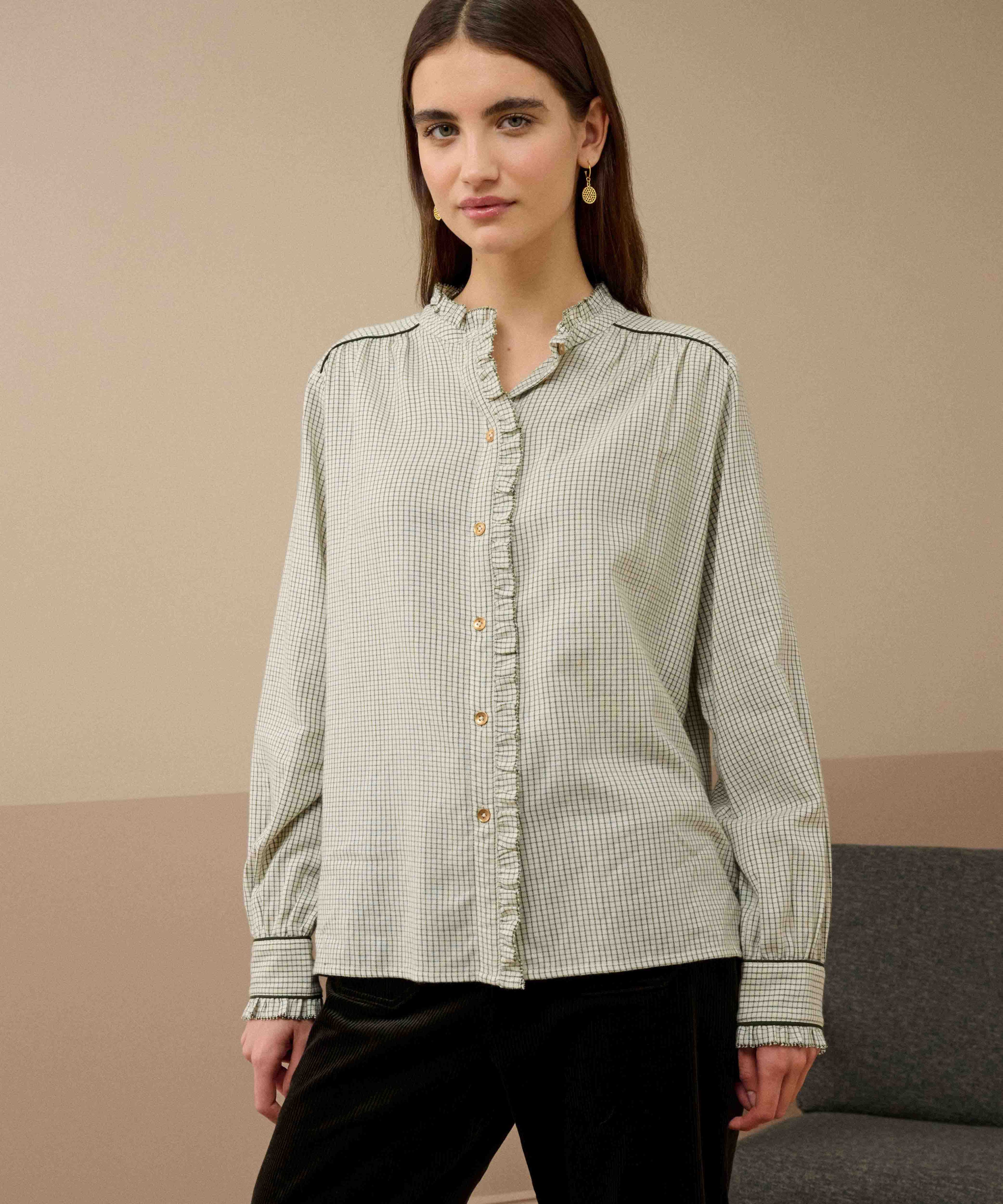 Brora Brushed Cotton Pie Crust Shirt