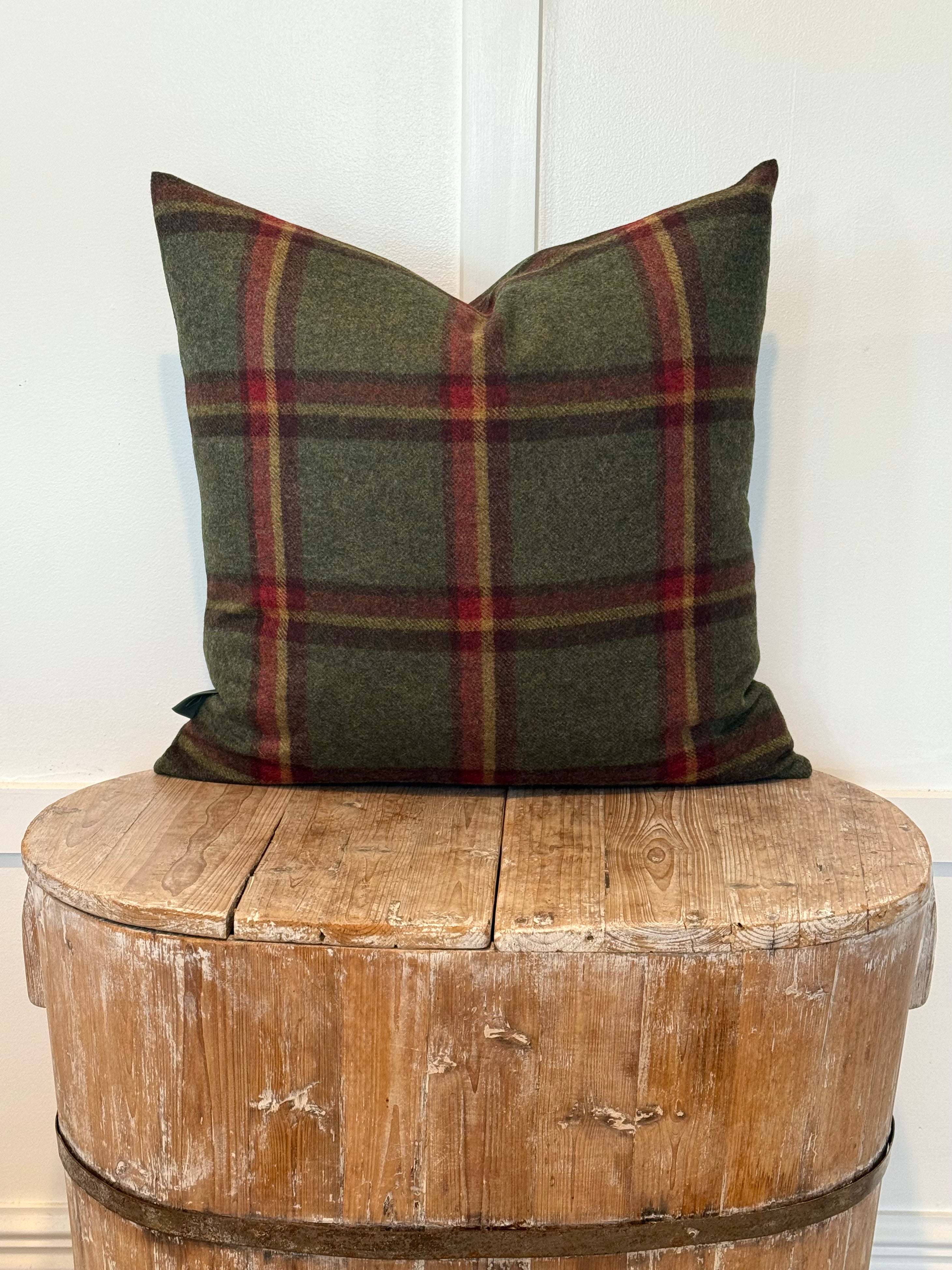 The Heritage Cushion - Windowpane Forest Green