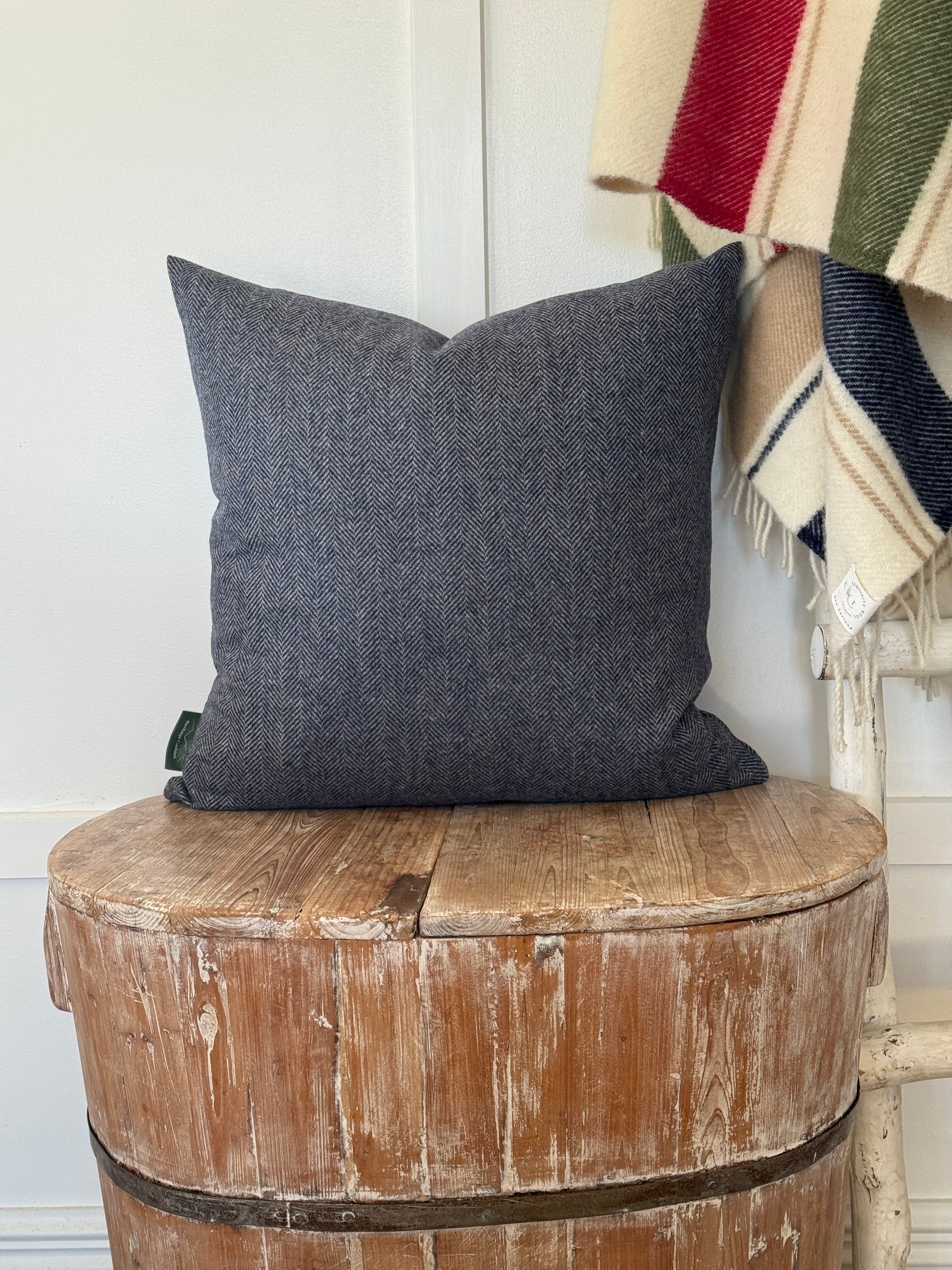The Heritage Cushion Cover - Herringbone Denim