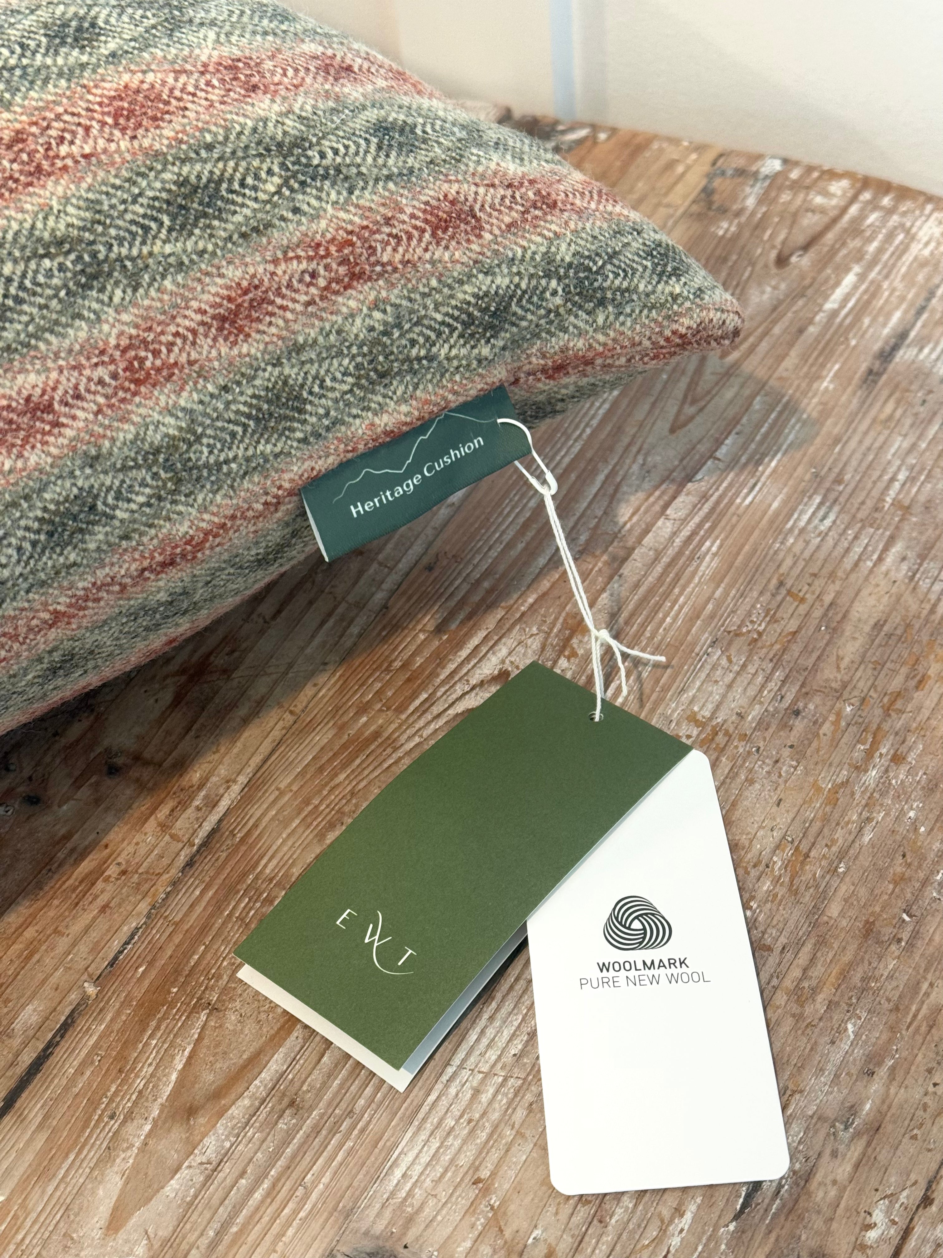 The Heritage Cushion - Netherfield Sage & Red