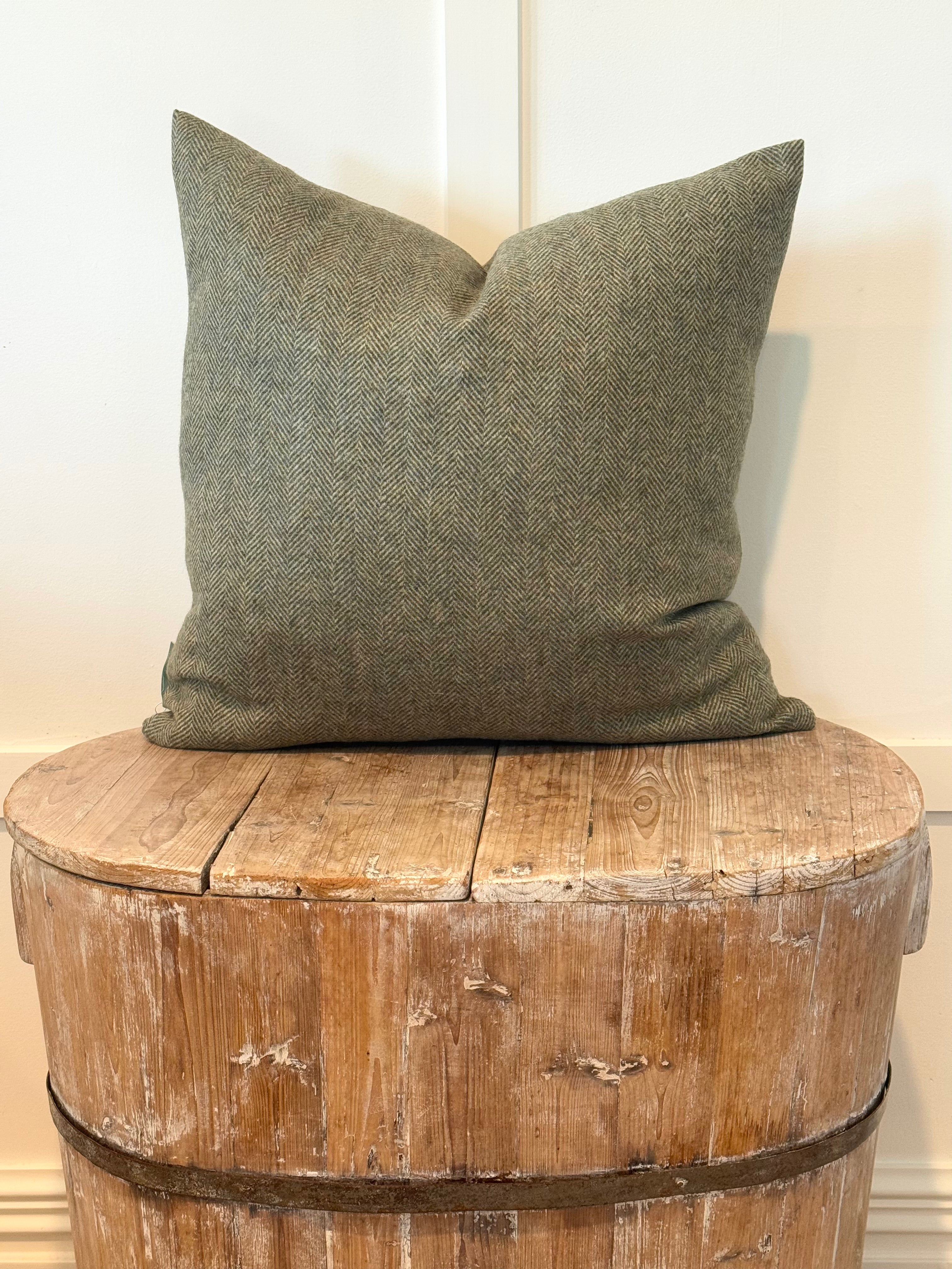 The Heritage Cushion - Herringbone Olive