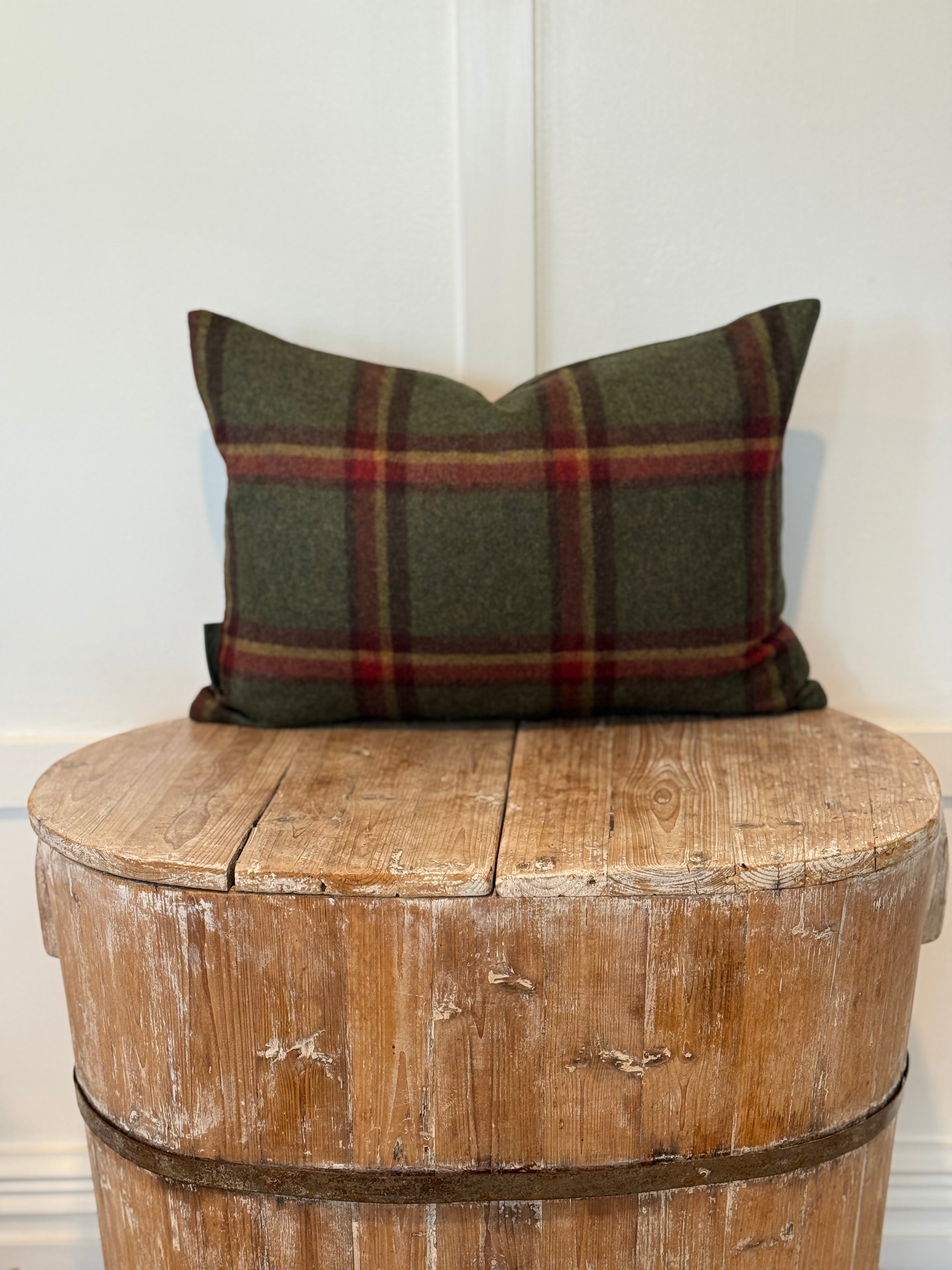 The Heritage Cushion - Windowpane Forest Green