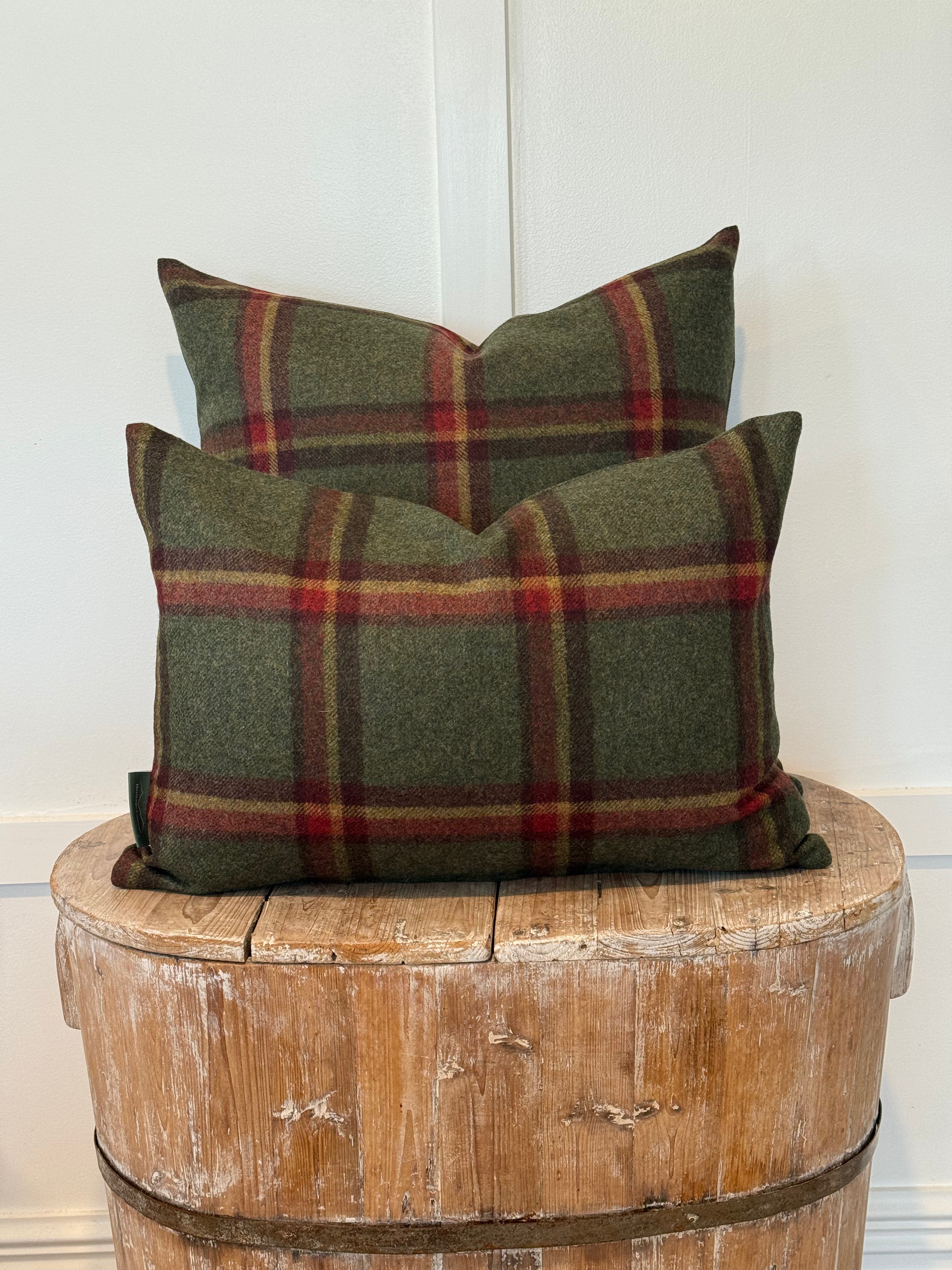 The Heritage Cushion - Windowpane Forest Green