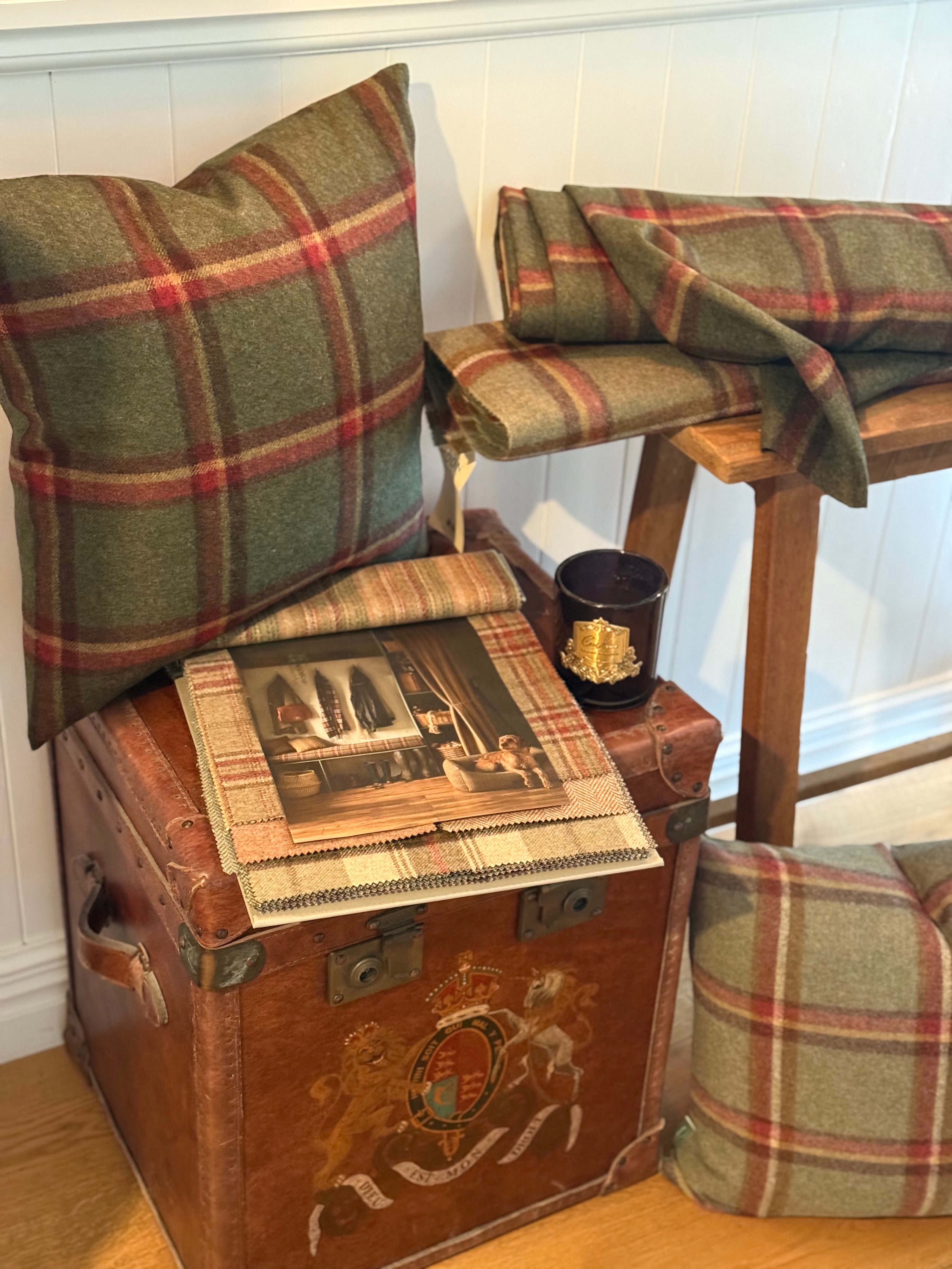 The Heritage Cushion - Windowpane Sage