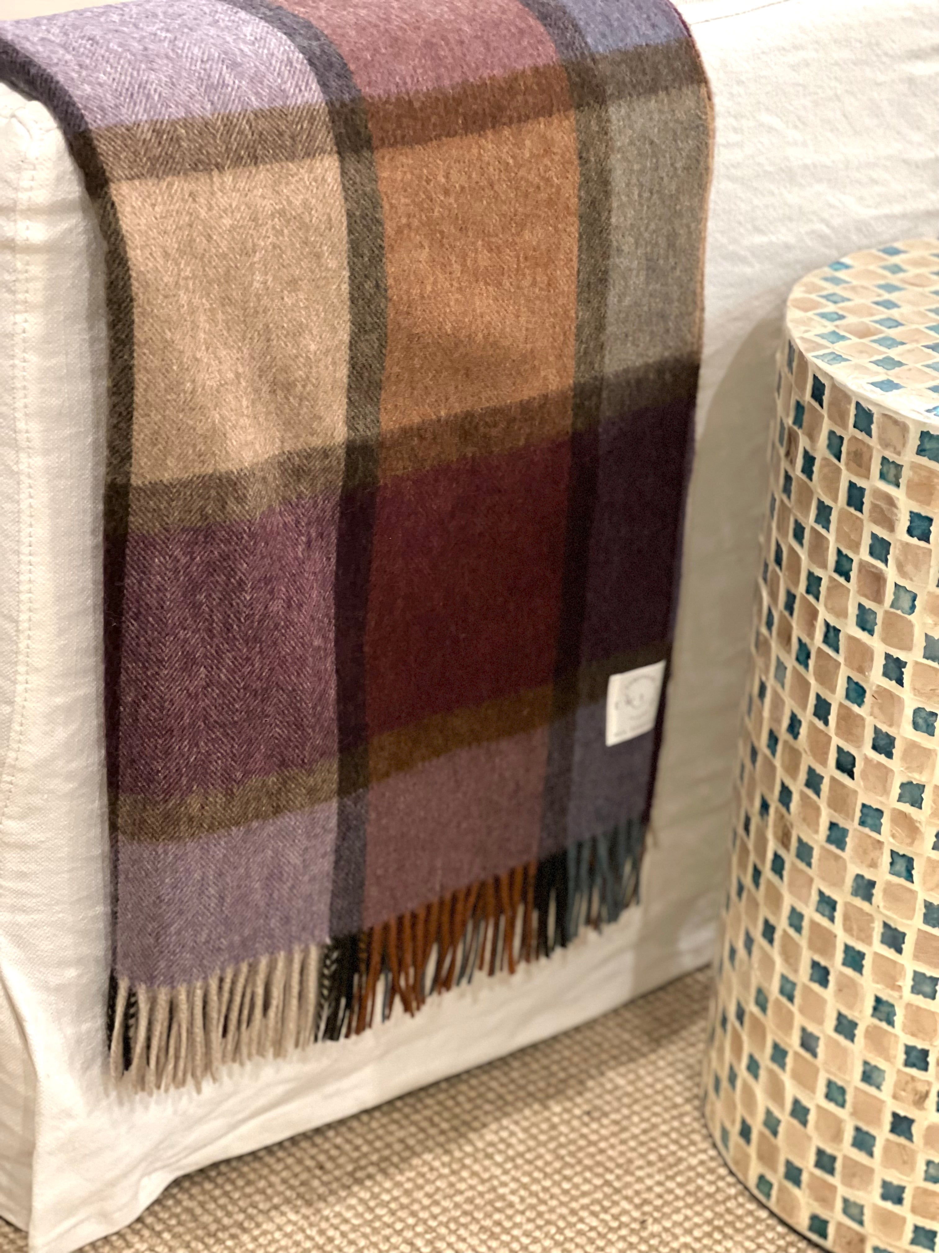 Windowpane Damson 100% Merino Throw - Exquisite Wool Traders