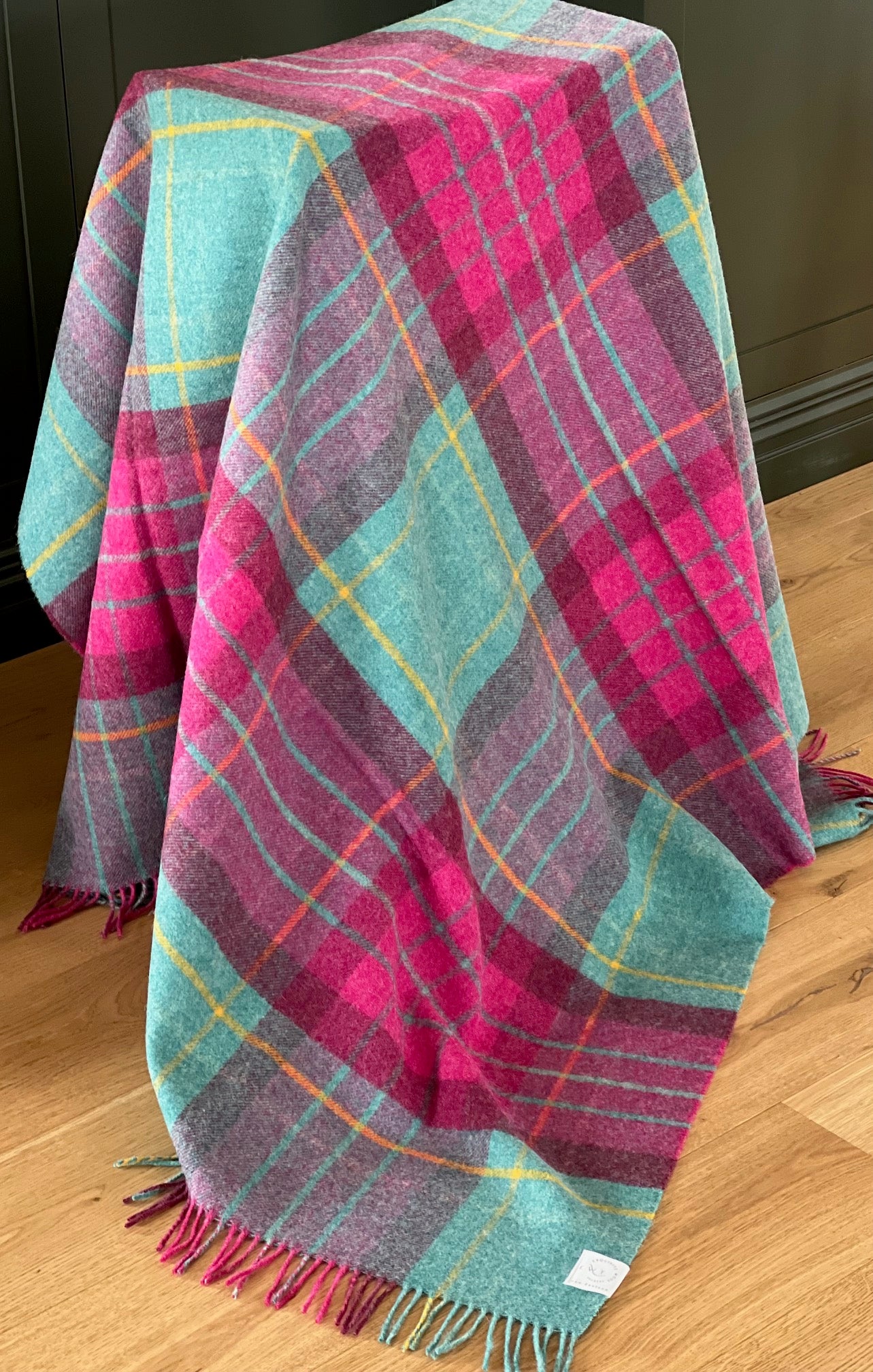 Saltburn Cerise & Mint NZ Wool Throw - Exquisite Wool Traders