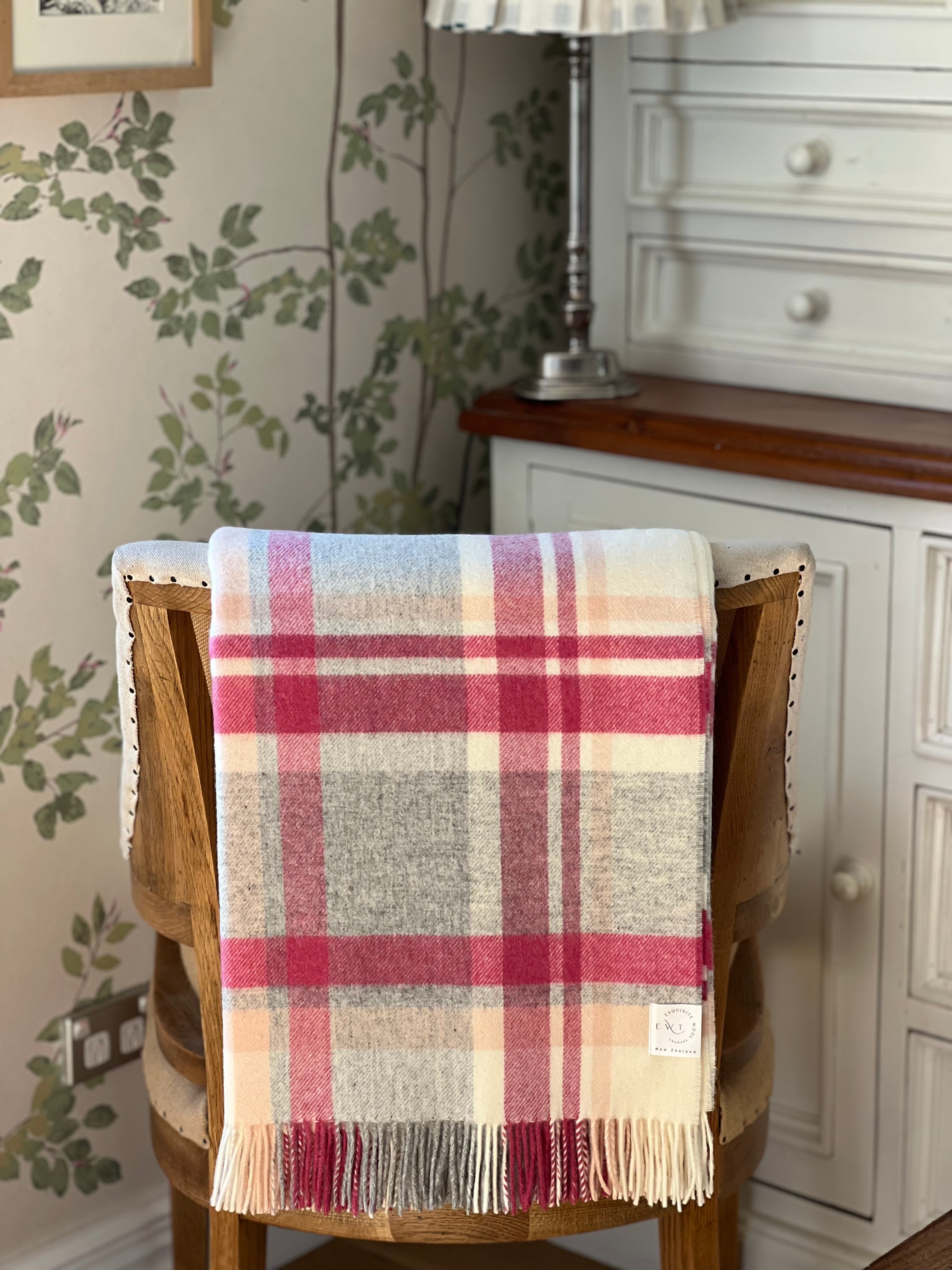 Portree Pink 100% Merino Throw - Exquisite Wool Traders