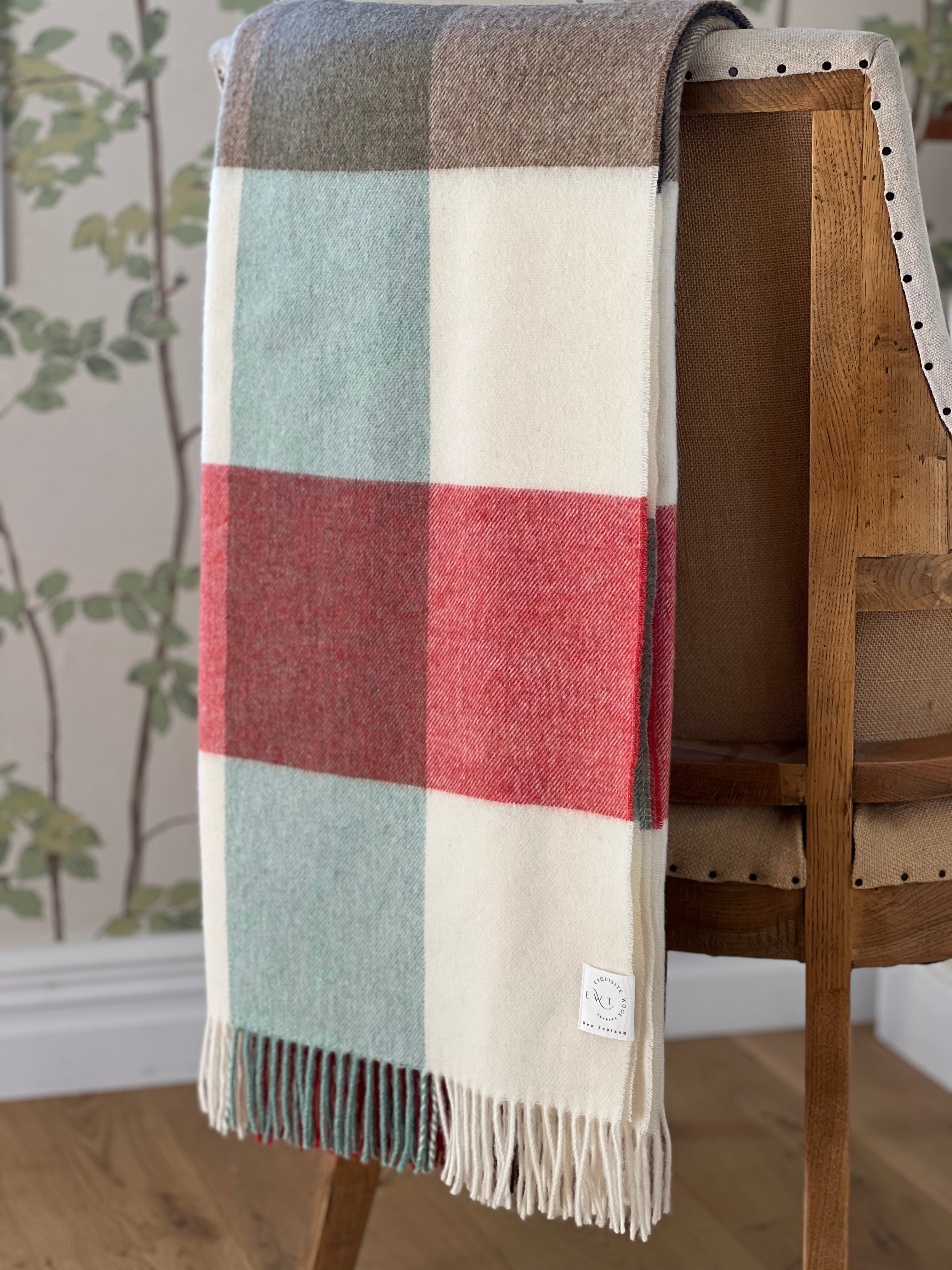 Checkboard Islay Orange 100% Merino Throw - Exquisite Wool Traders