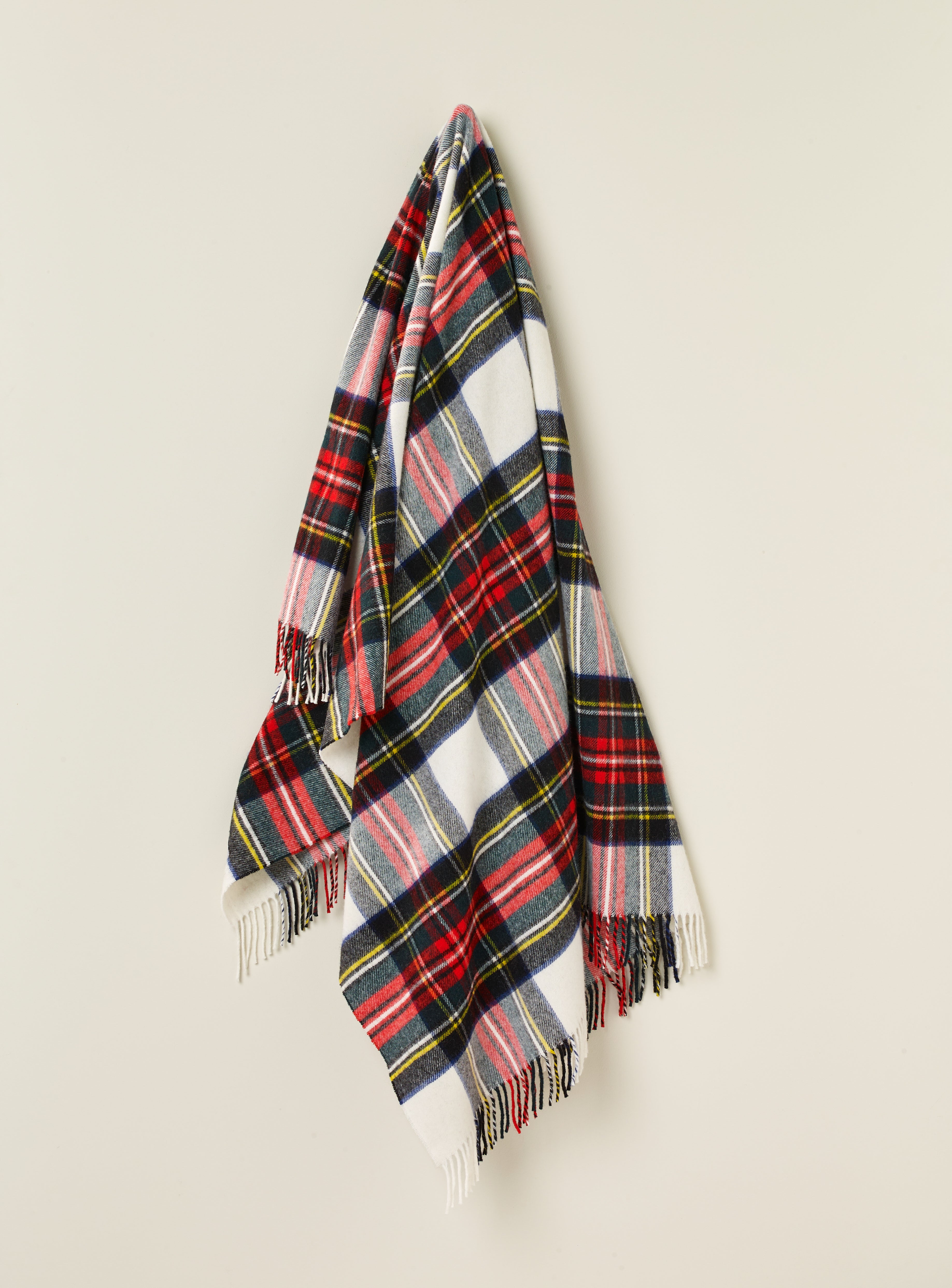 Dress Stewart Cream & Red 100% Merino Throw - Exquisite Wool Traders