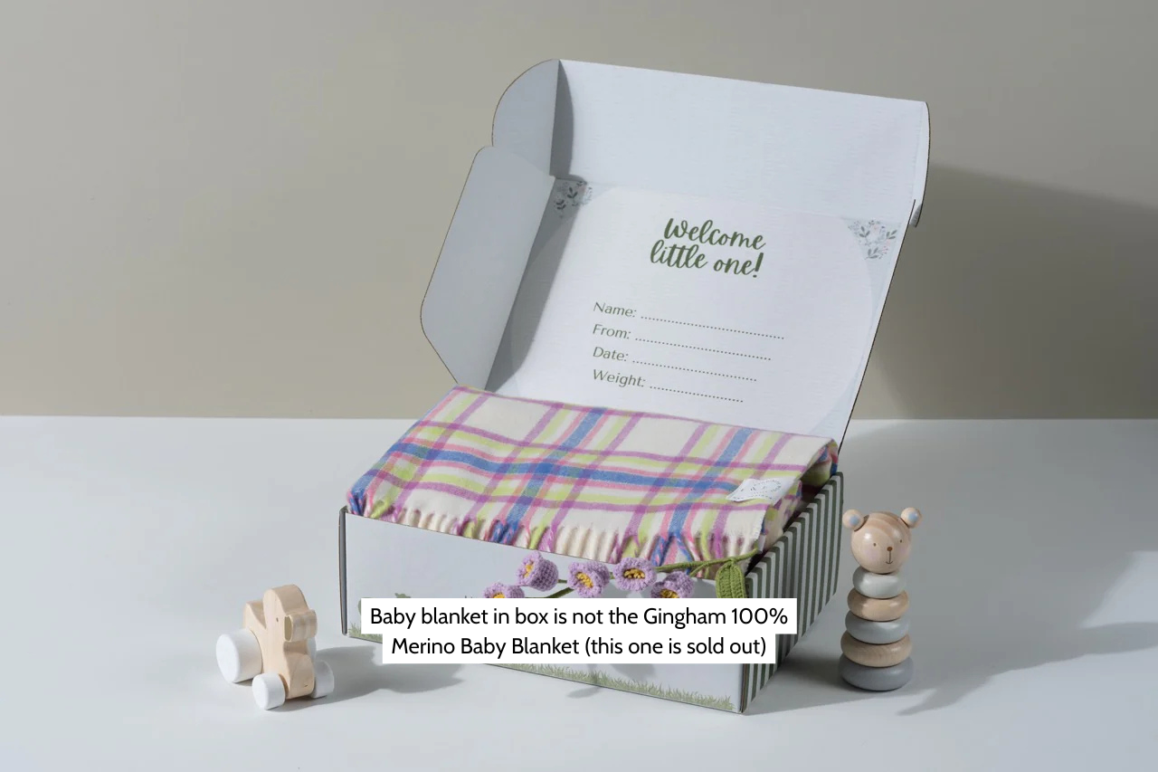 100% 美利奴羊毛格纹婴儿毛毯