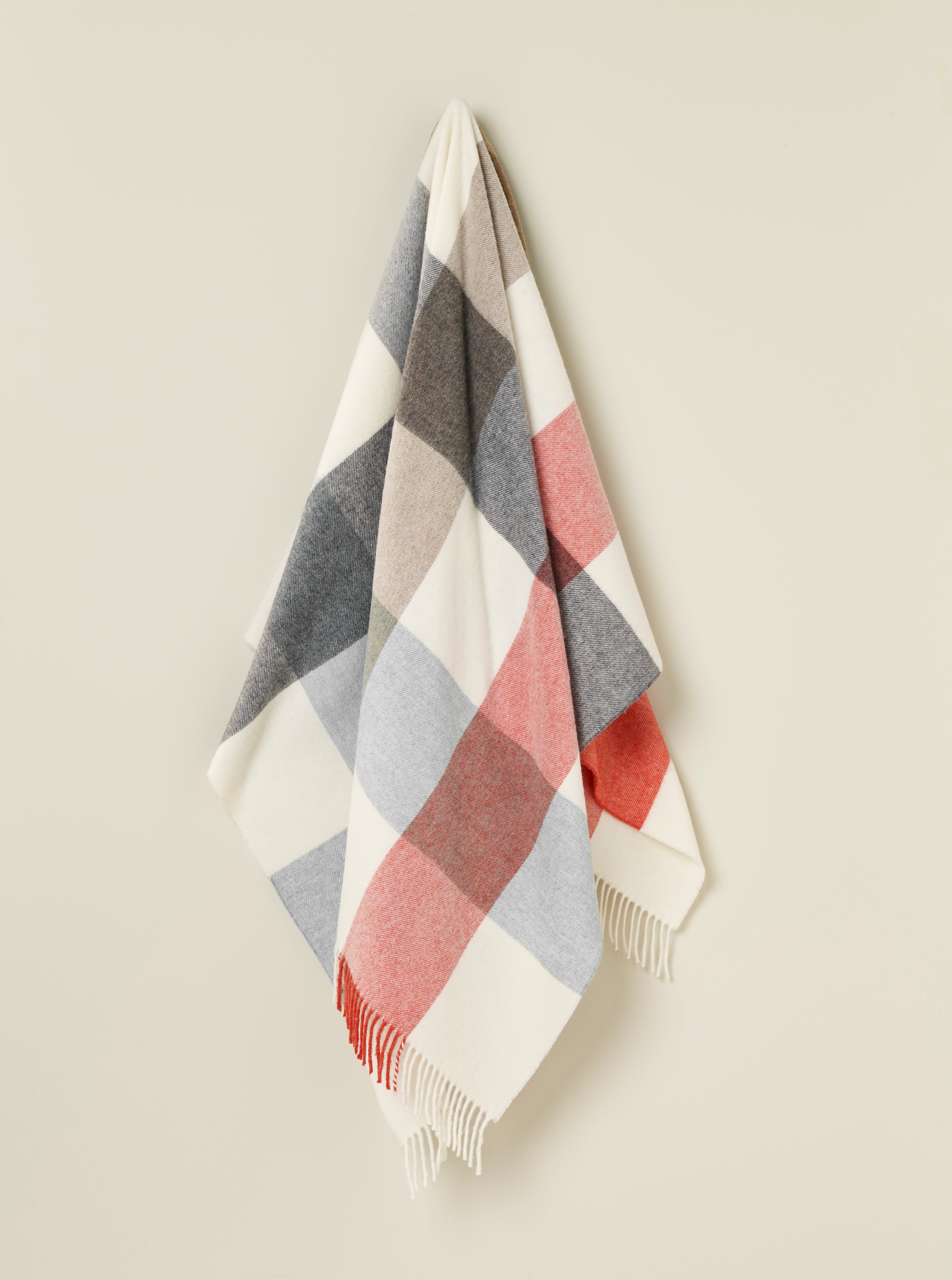 Checkboard Islay Orange 100% Merino Throw - Exquisite Wool Traders