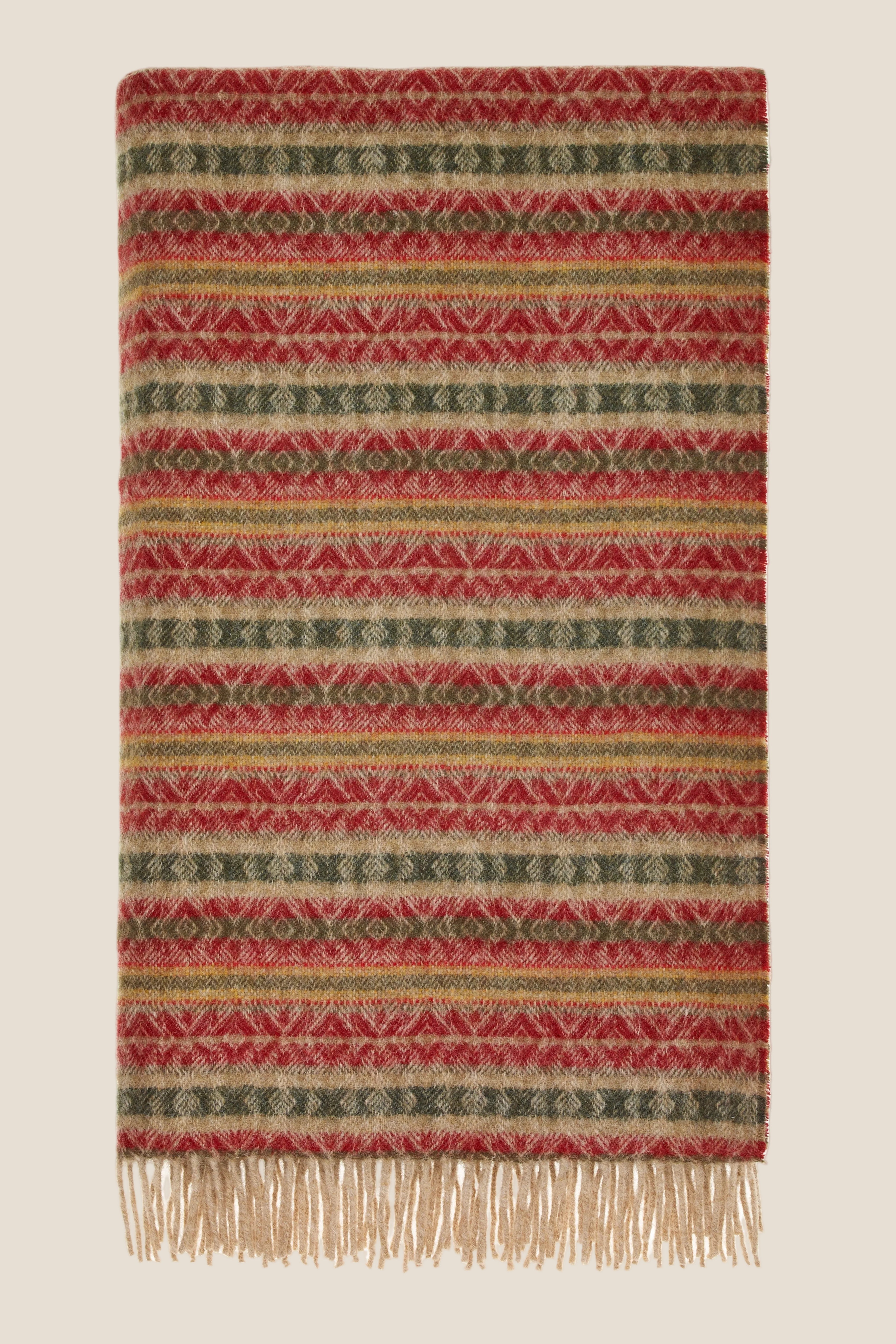 Ayr Red and Olive NZ Wool Throw