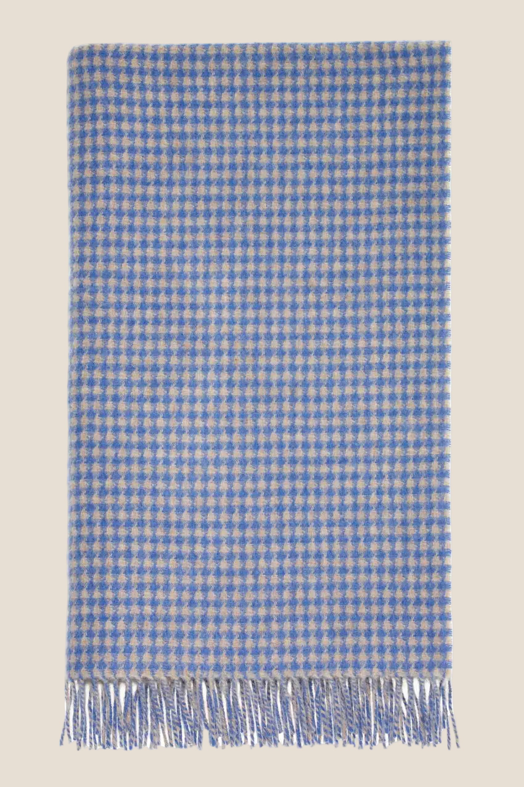 Houndstooth Blue and Natural 100% Merino Throw