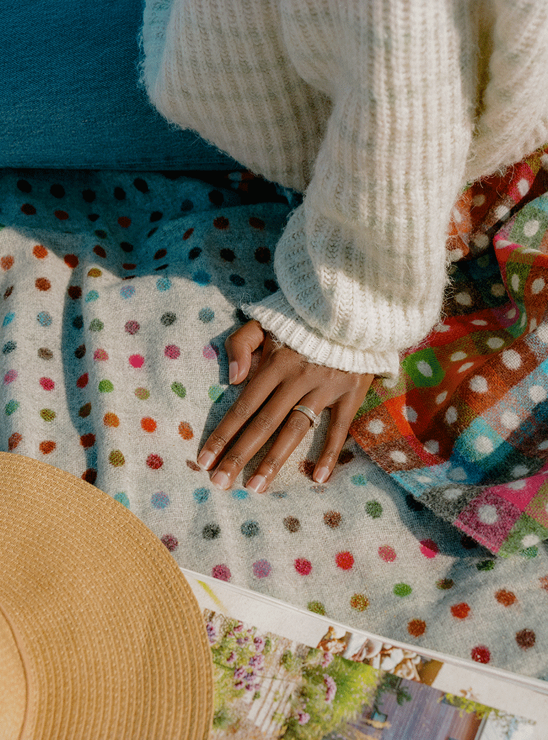 Multi Spot Grey 100% Merino Throw - Exquisite Wool Traders