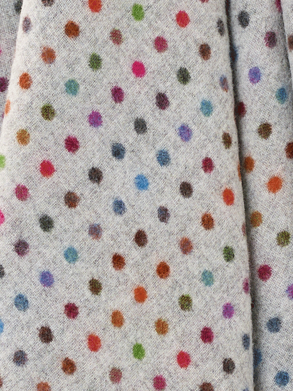 Multi Spot Grey 100% Merino Throw - Exquisite Wool Traders