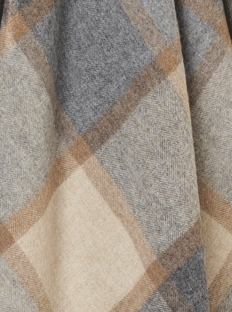 Windowpane Grey & Beige 100% Merino Throw - Exquisite Wool Traders
