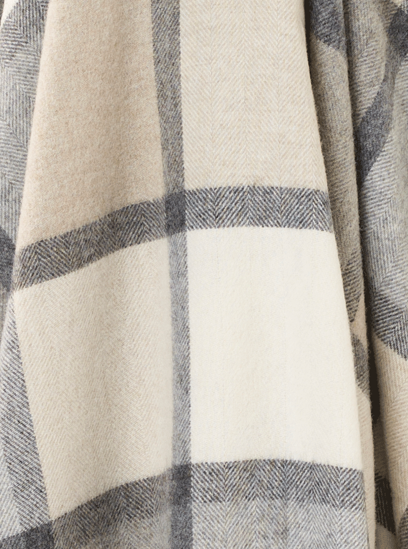 Windowpane Grey & White 100% Merino Throw - Exquisite Wool Traders