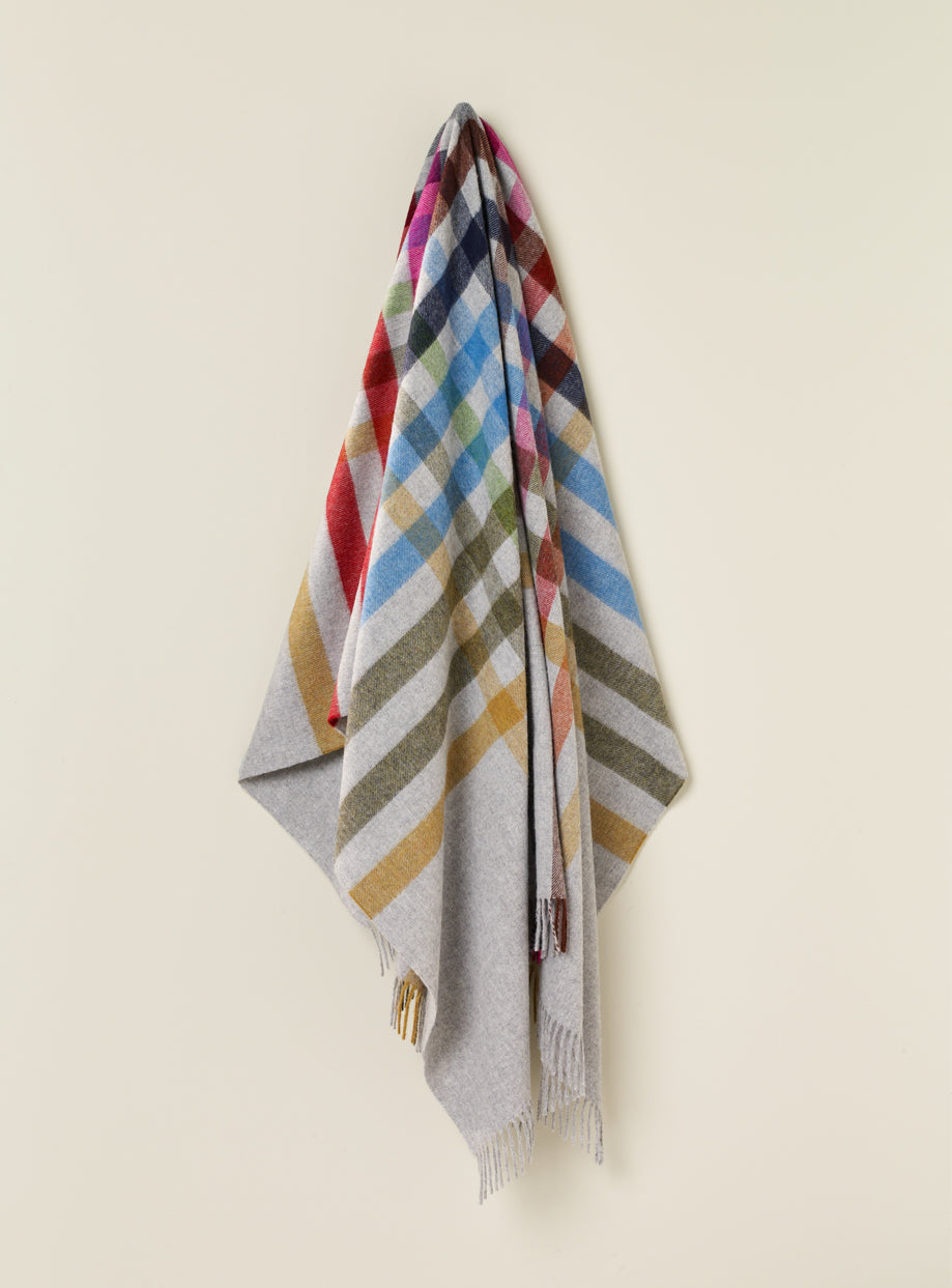 Henley Grey Multi 100% Merino Throw - Exquisite Wool Traders