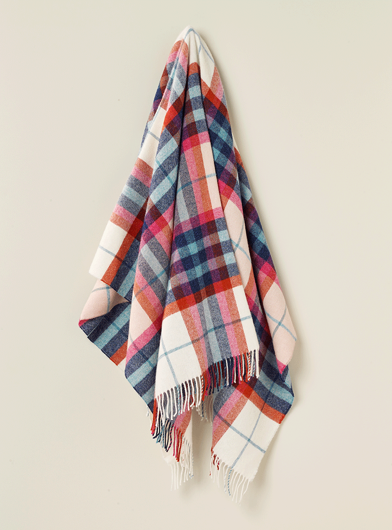 Falmouth Ivory & Red NZ Wool Throw - Exquisite Wool Traders
