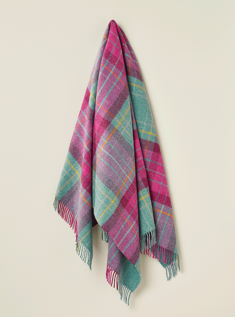 Saltburn Cerise & Mint NZ Wool Throw - Exquisite Wool Traders