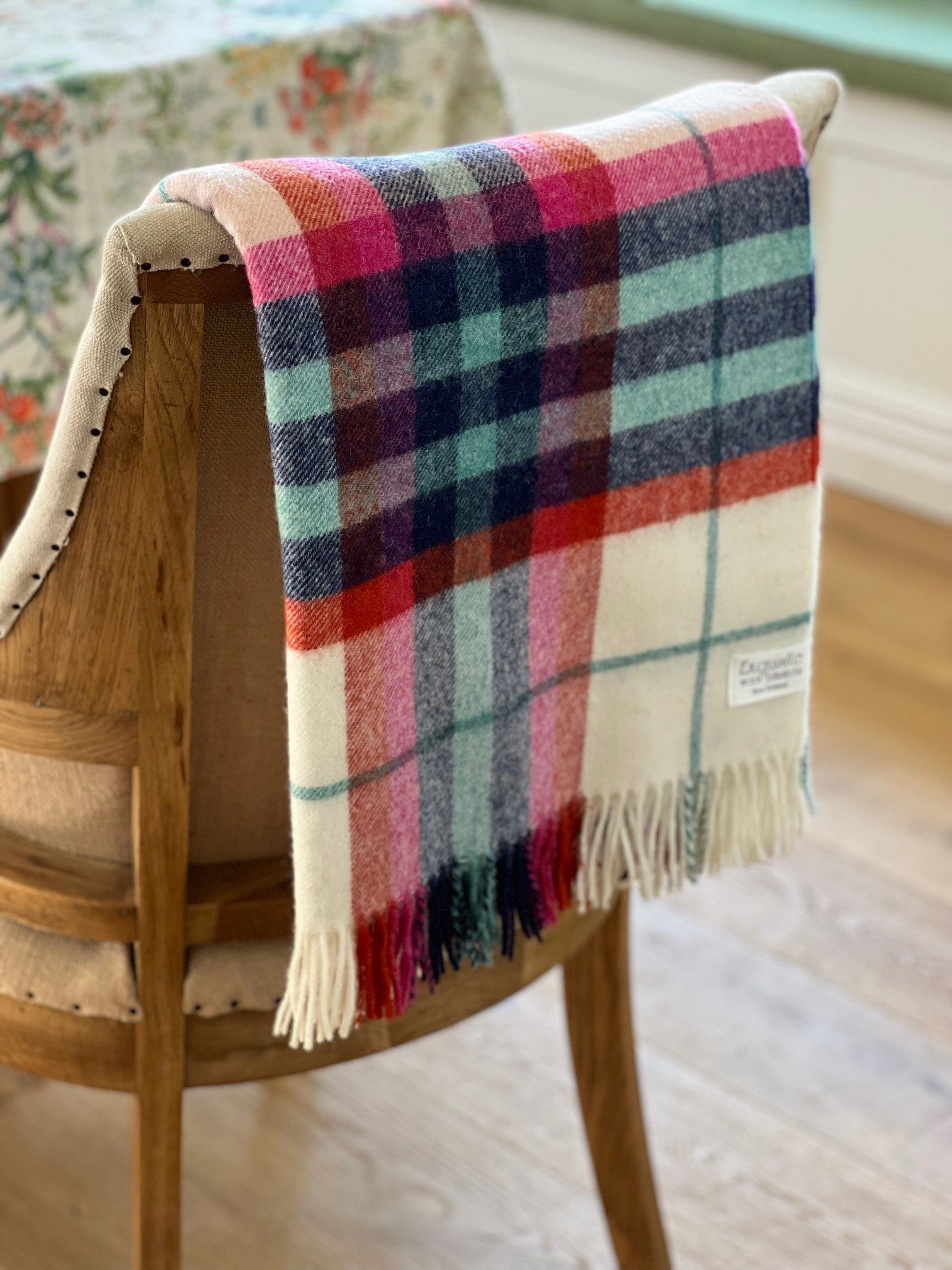 Falmouth Ivory & Red NZ Wool Throw - Exquisite Wool Traders