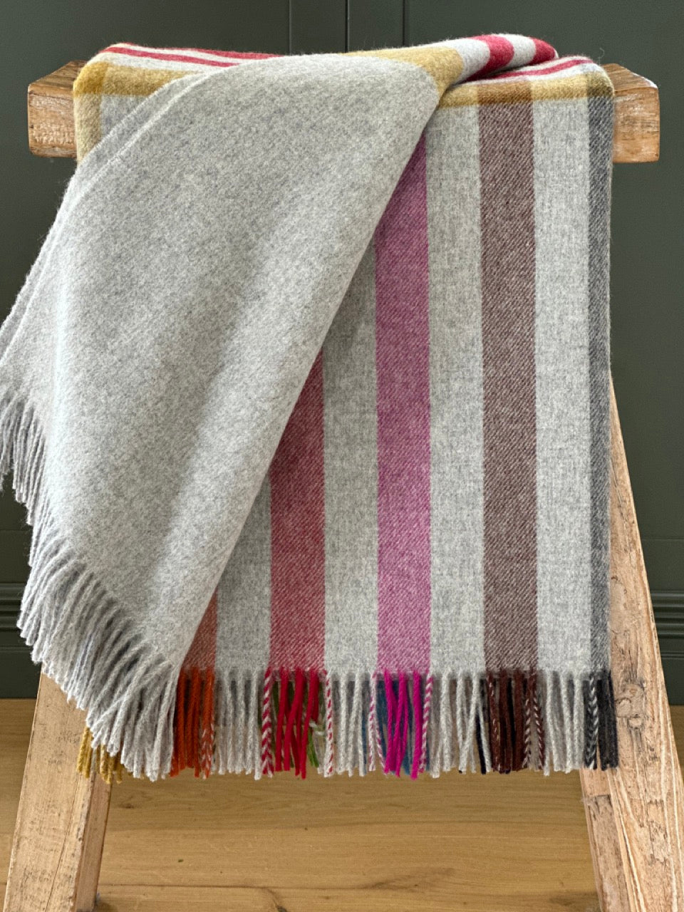 Henley Grey Multi 100% Merino Throw - Exquisite Wool Traders