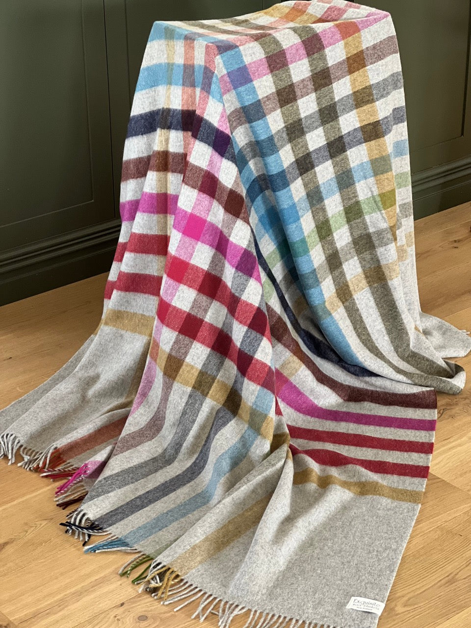 Henley Grey Multi 100% Merino Throw - Exquisite Wool Traders