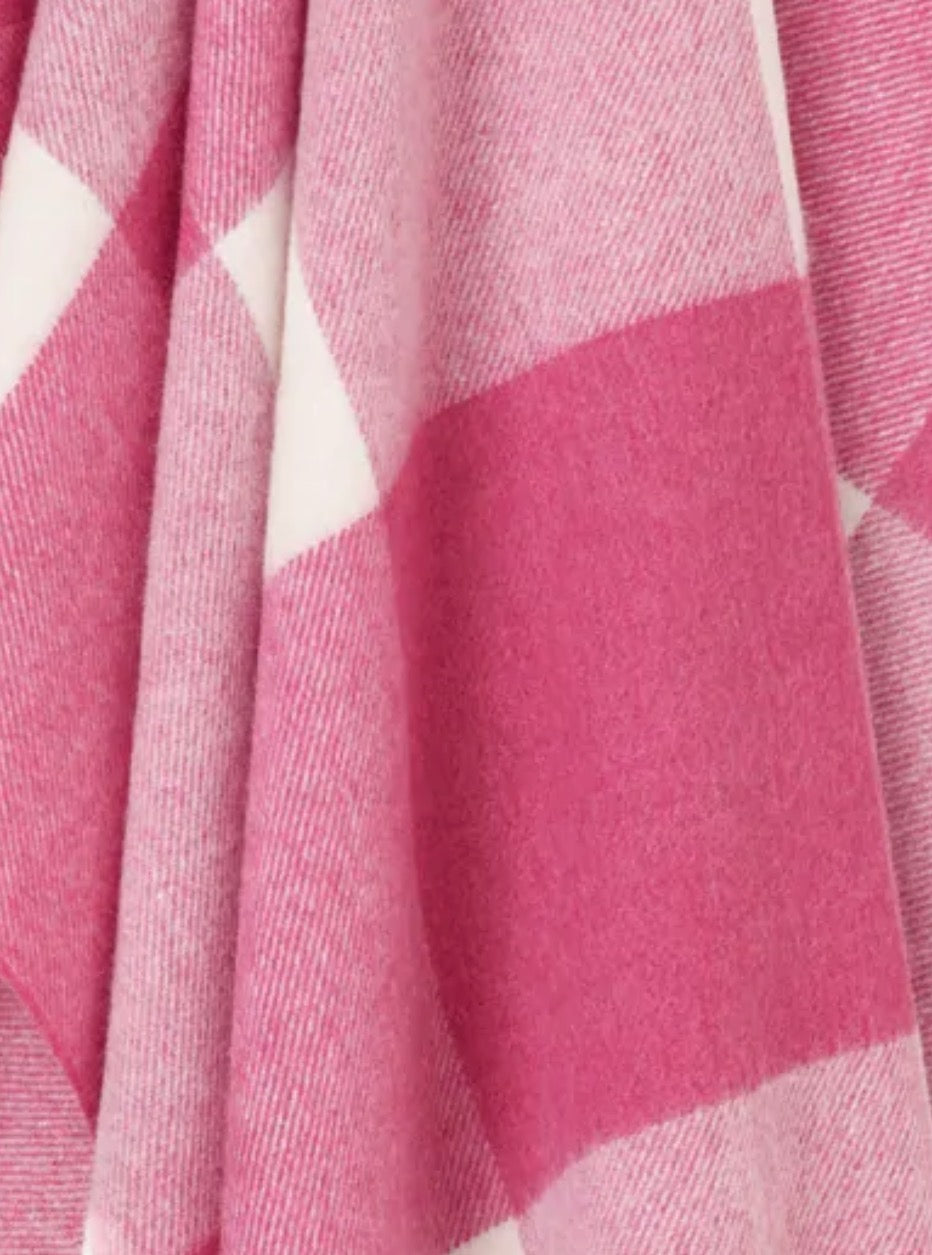 Checkboard Pink Merino 100% Merino Throw - Exquisite Wool Traders