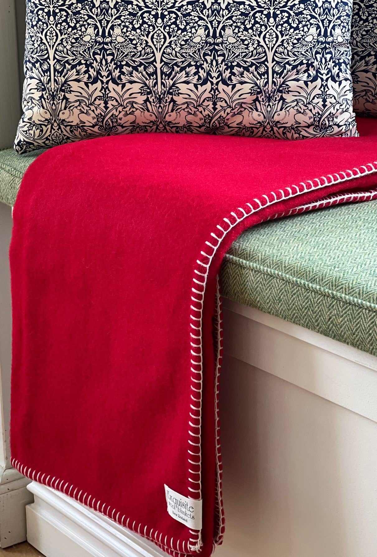 Cherry NZ Wool Blanket Stitch Throw - Exquisite Wool Traders