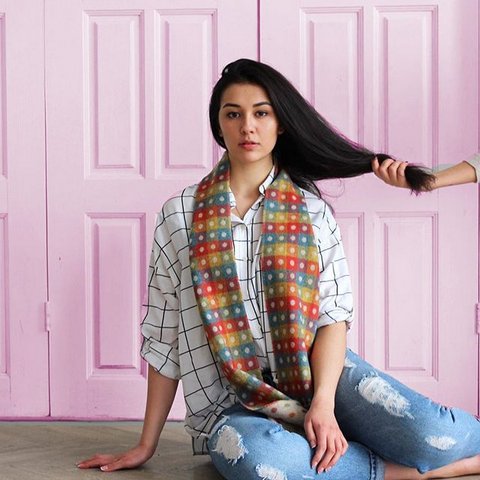 100% Merino Multi Spot Wool Scarf.