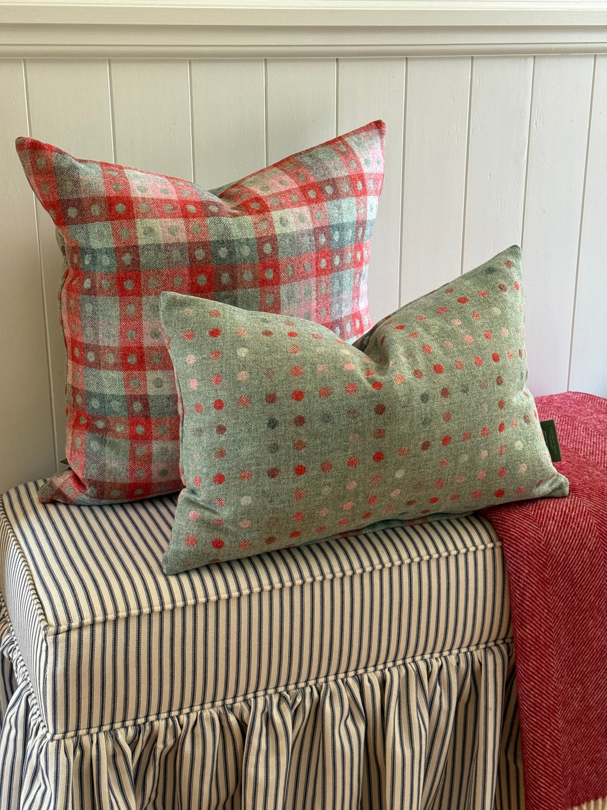 The Heritage Cushion Cover - Multispot Aqua Flamingo Reversible