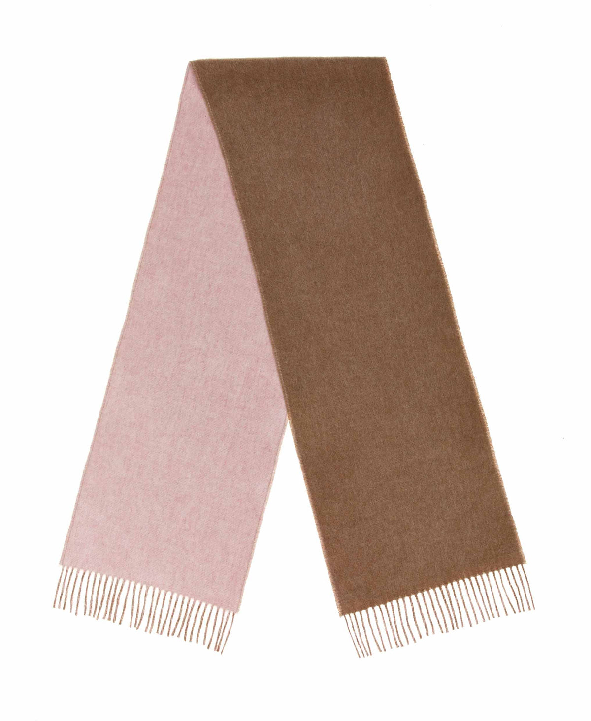 Double Face Camel &amp; Baby Pink 100% Merino Scarf