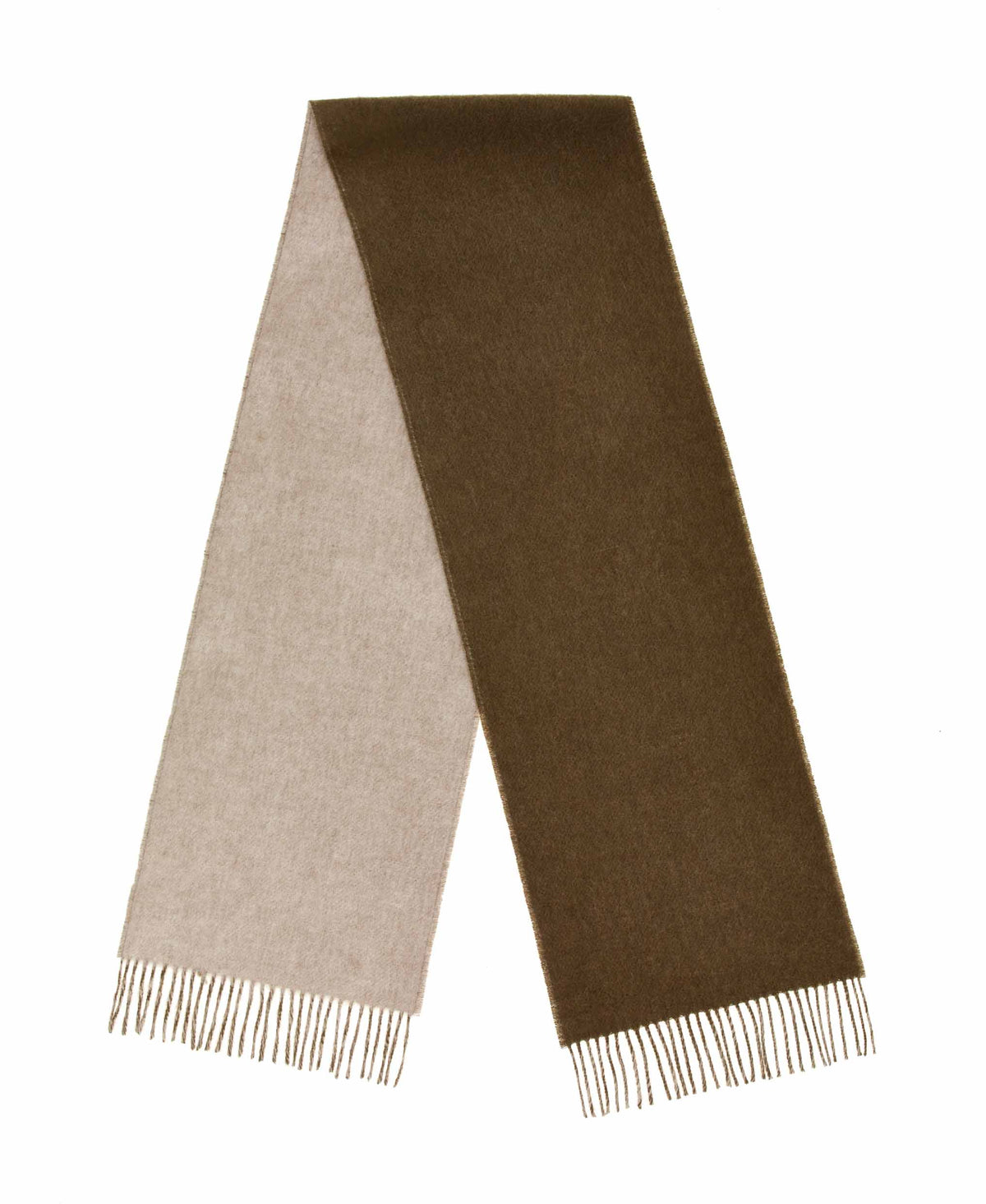Double Face Army Green &amp; Natural 100% Merino Scarf