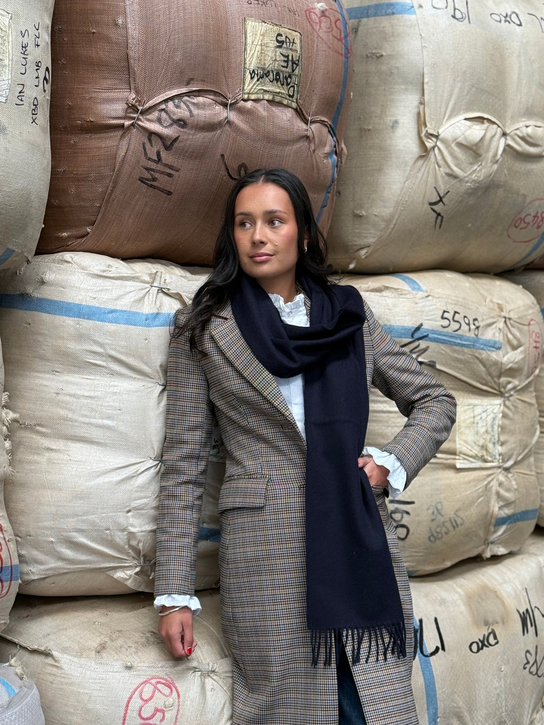 Navy 100% Merino Scarf