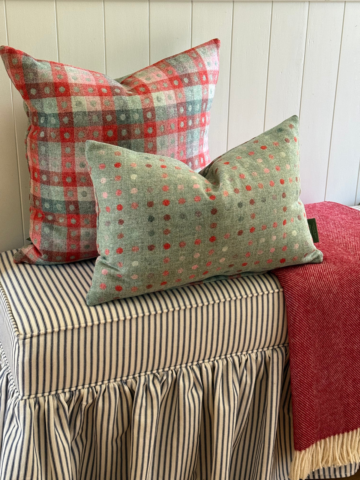 The Heritage Cushion Cover - Multispot Aqua Flamingo Reversible