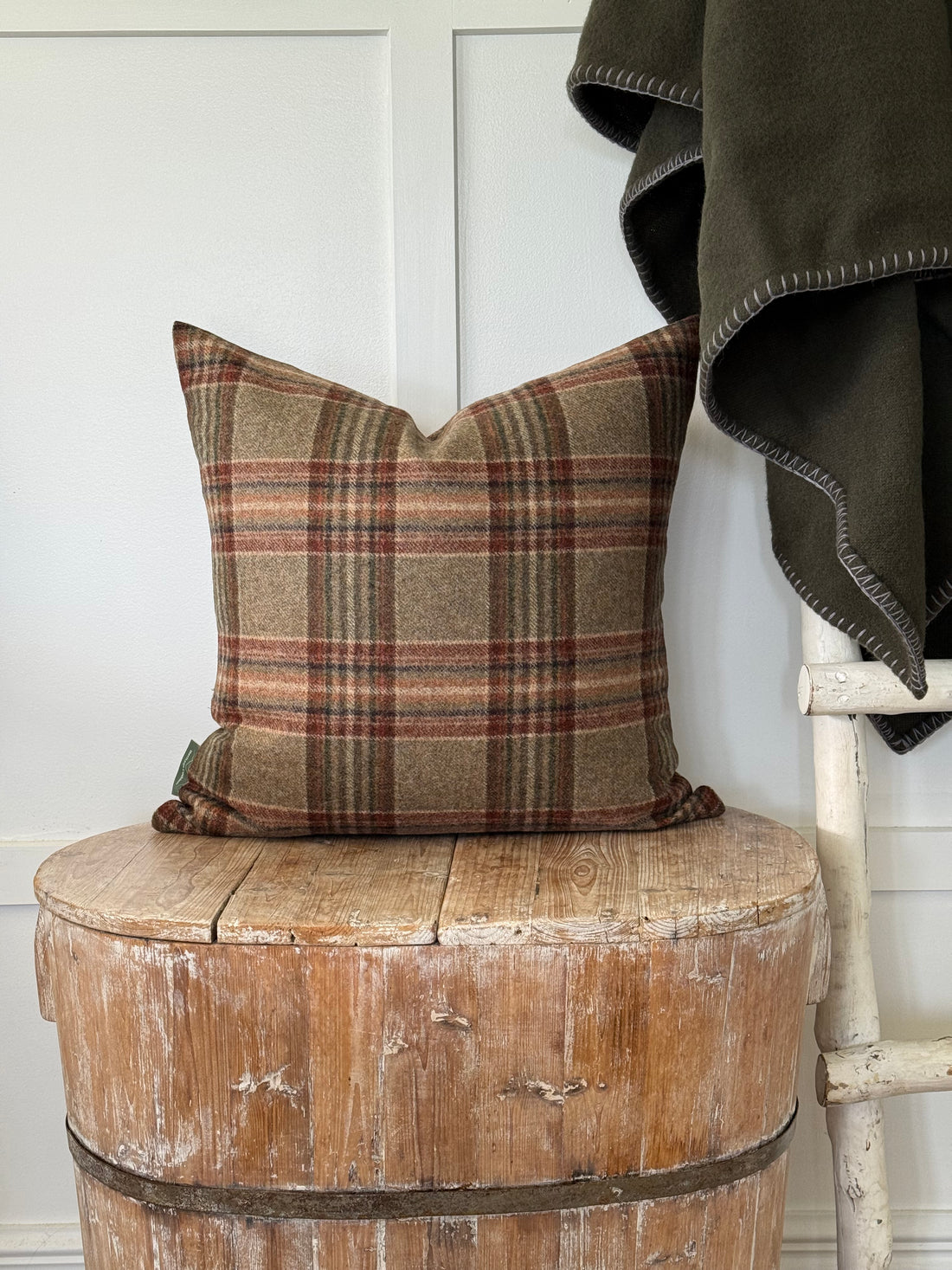 The Heritage Cushion Cover - Coates Sage &amp; Red