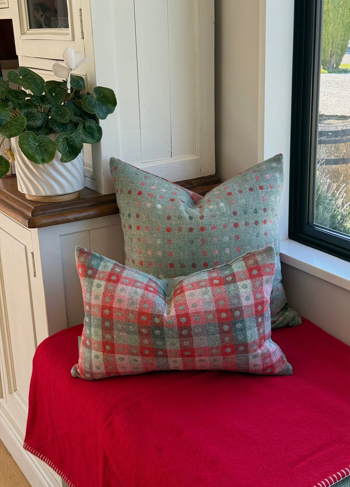 The Heritage Cushion Cover - Multispot Aqua Flamingo Reversible