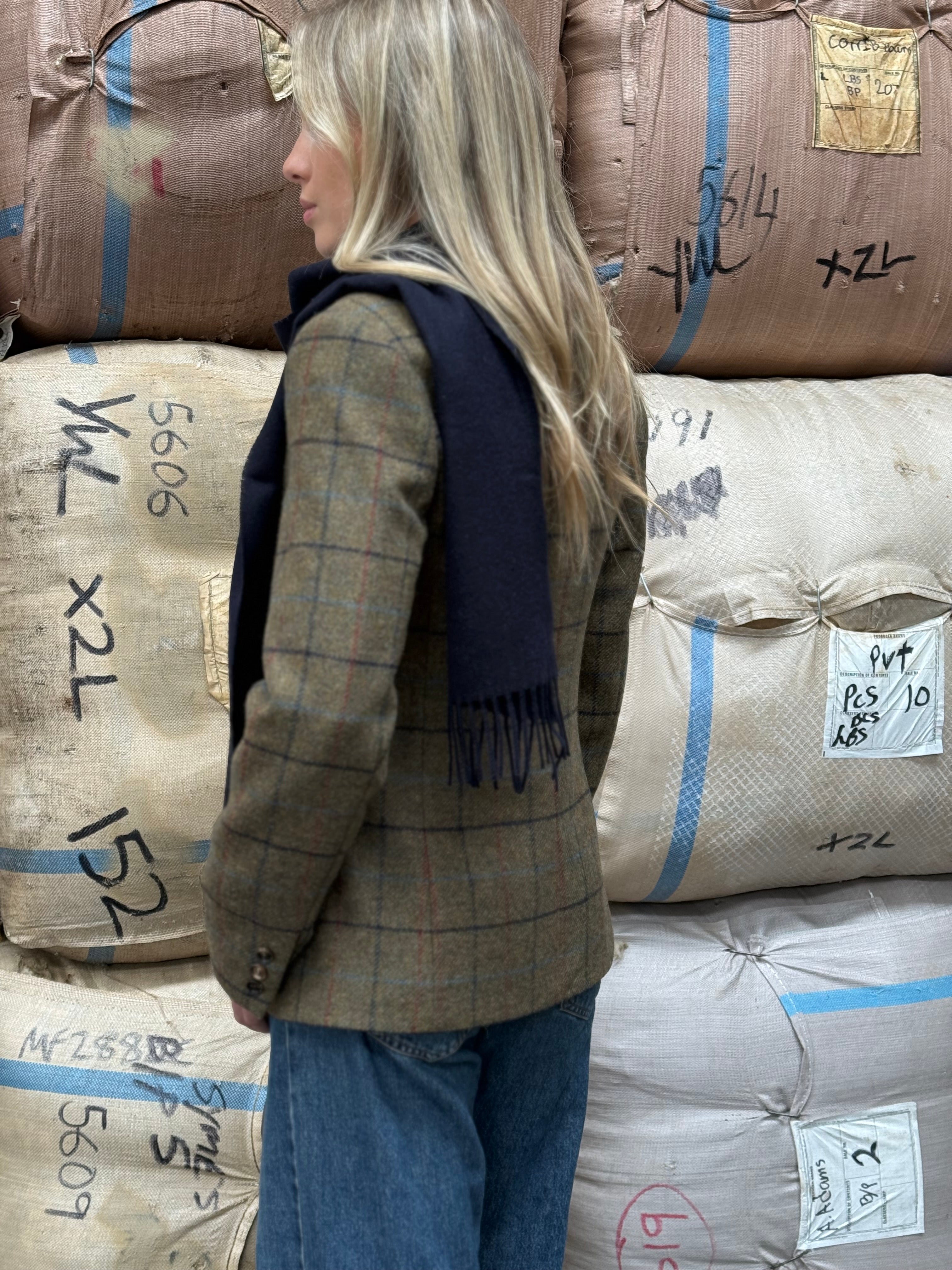 ネイビー 100% メリノ スカーフ