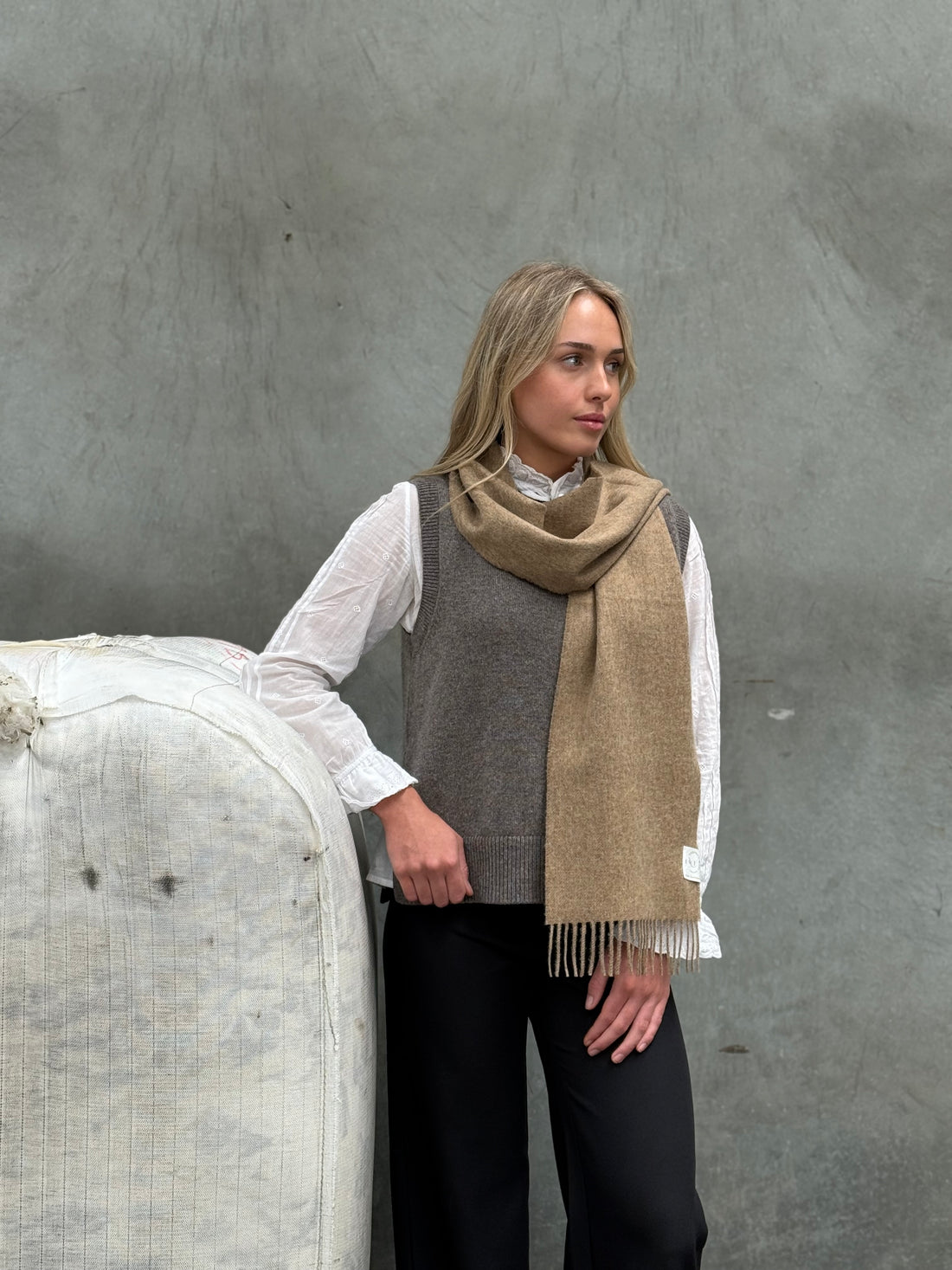 キャメル 100% メリノ スカーフ