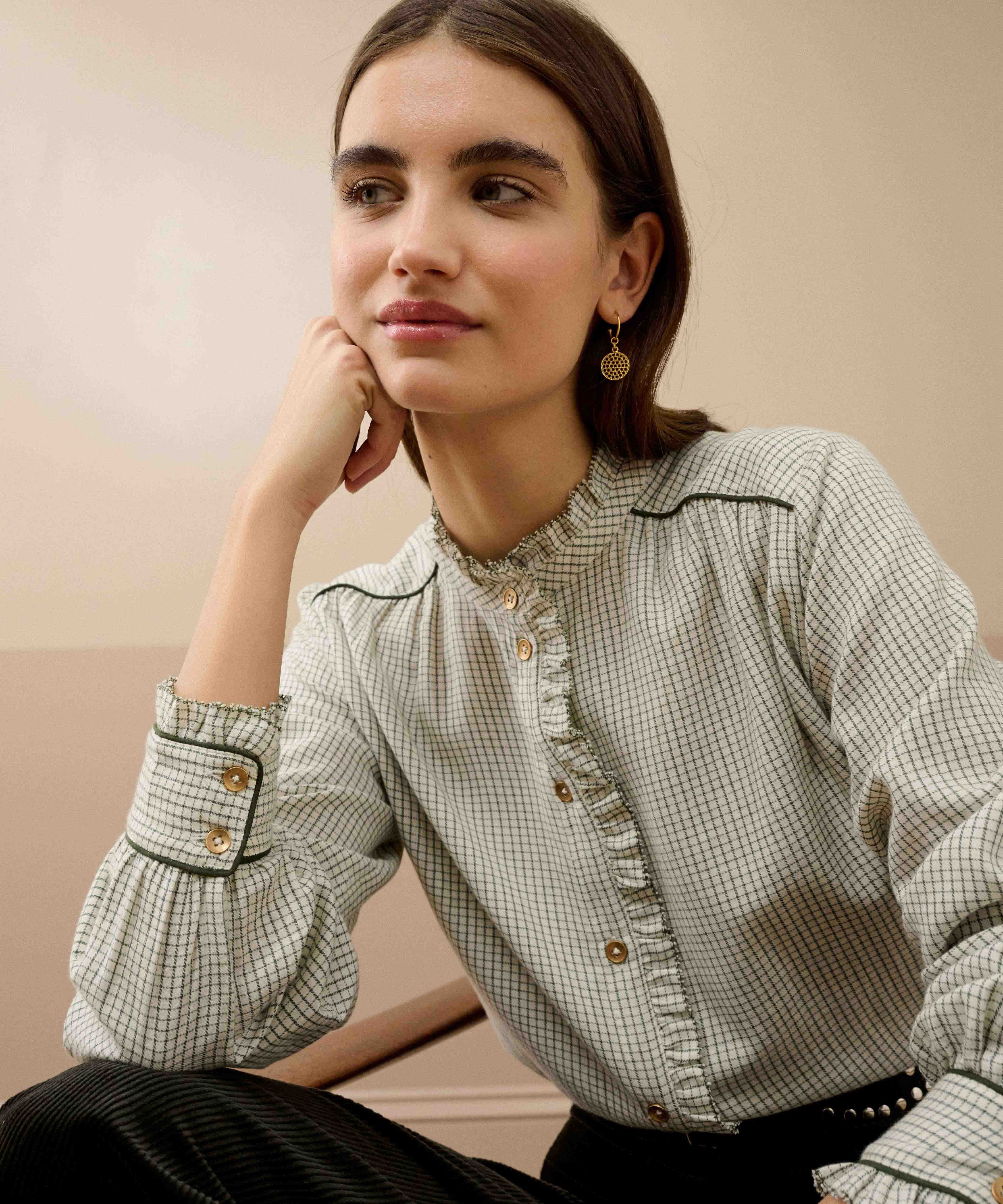 Brora Brushed Cotton Pie Crust Shirt