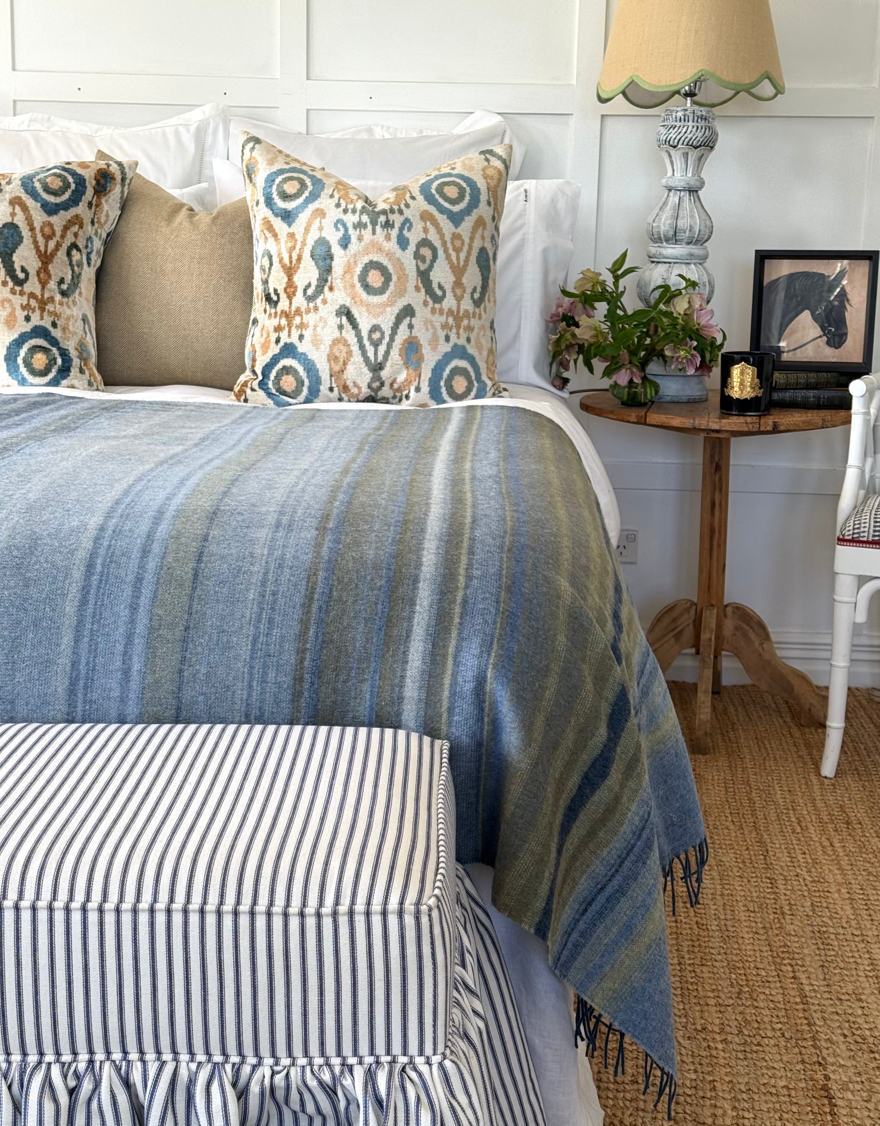 Ombre Avocado &amp; Blue Merino Throw