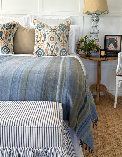 Ombre Avocado &amp; Blue Merino Throw