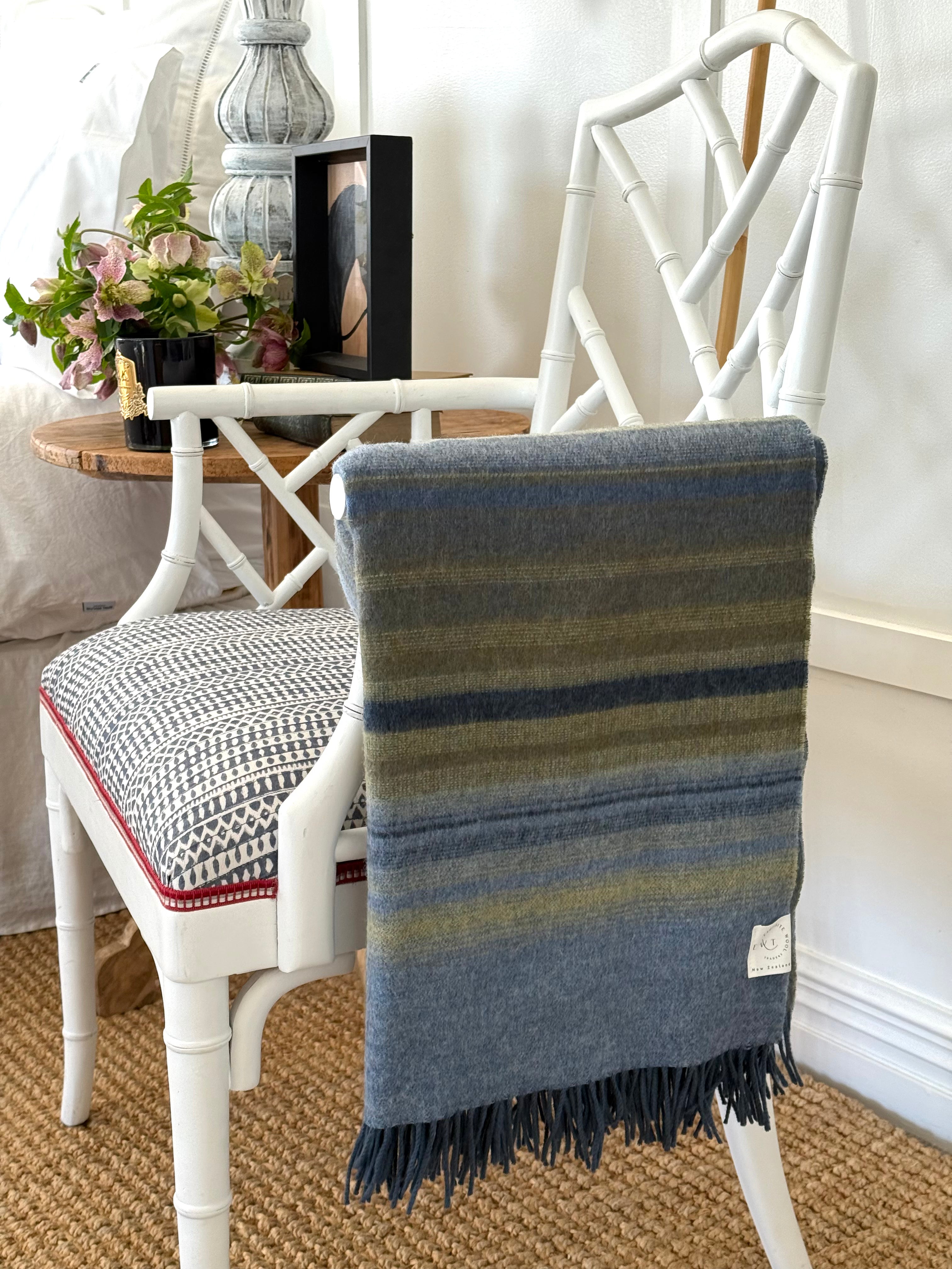 Ombre Avocado &amp; Blue Merino Throw