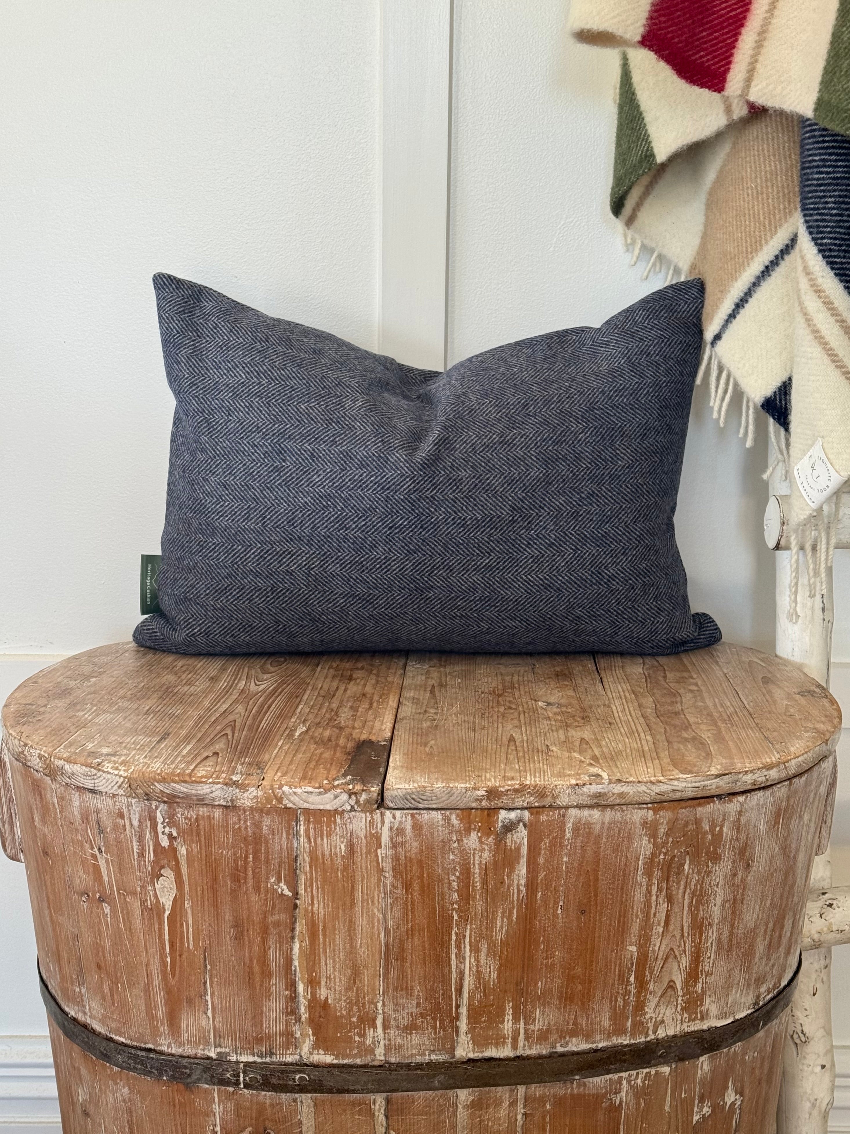The Heritage Cushion Cover - Herringbone Denim