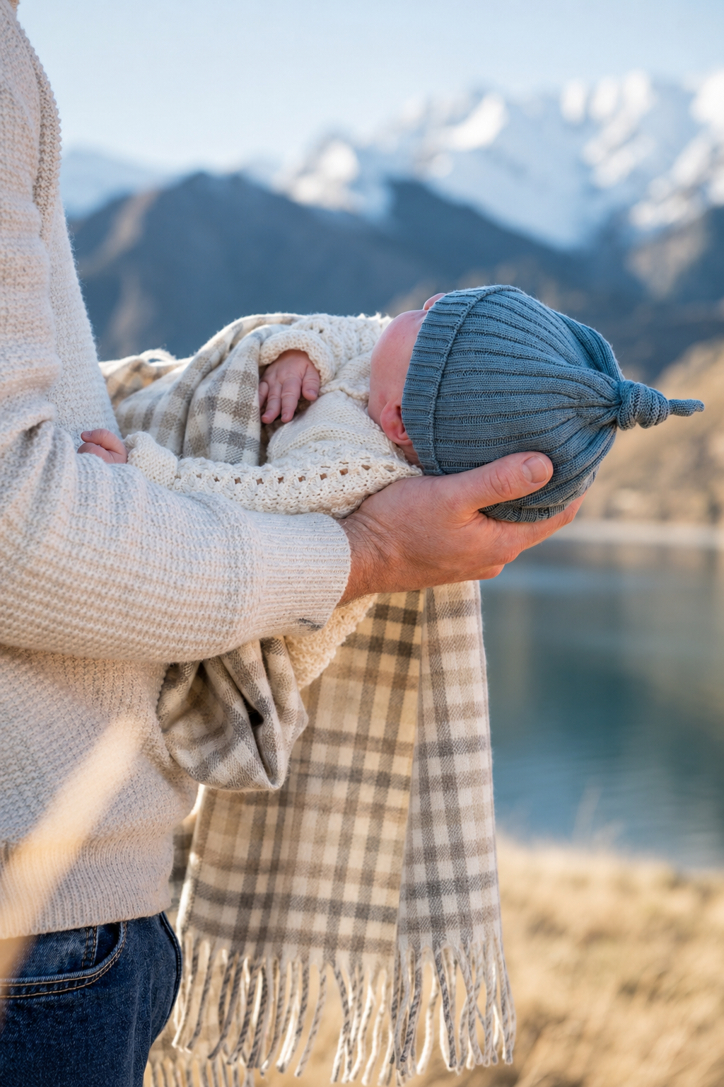 Gingham Natural 100% Merino Baby Blanket (PRE-ORDER)